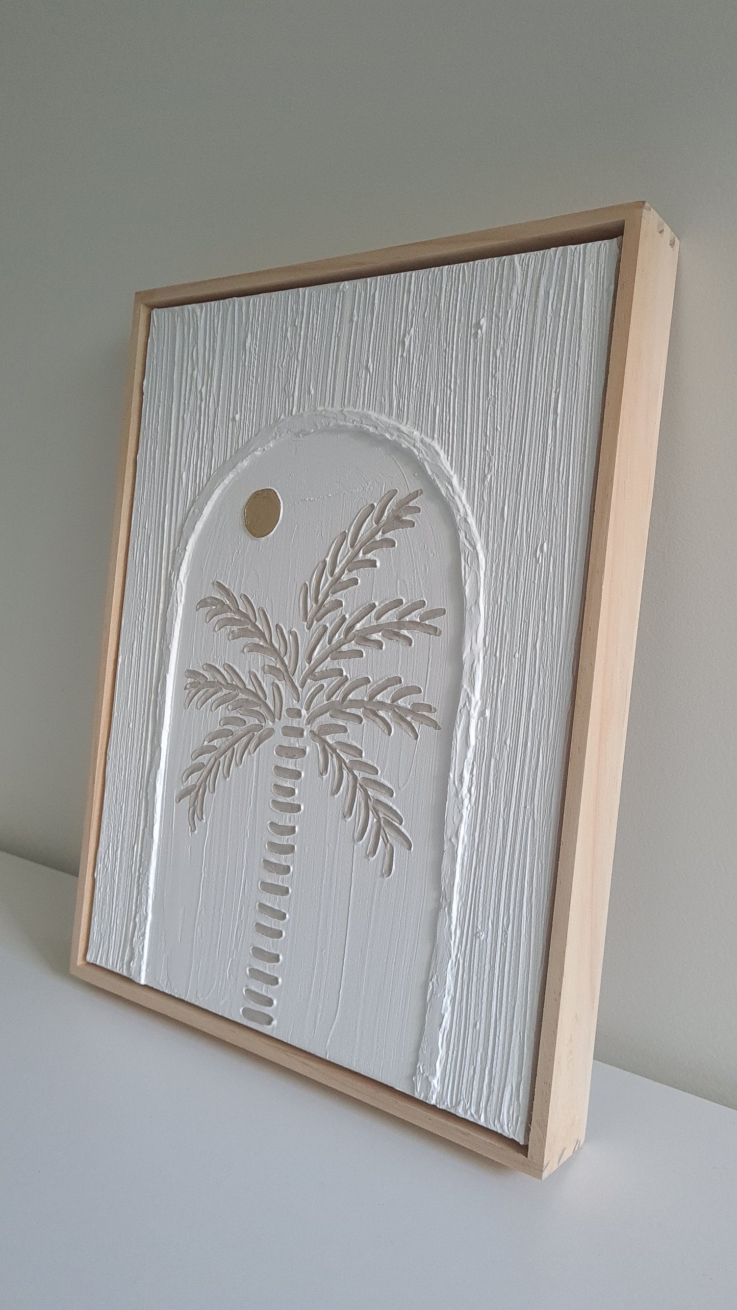 Textured Art Palm Tree Coastal Decor Canvas Framed | 42 x 32 cm