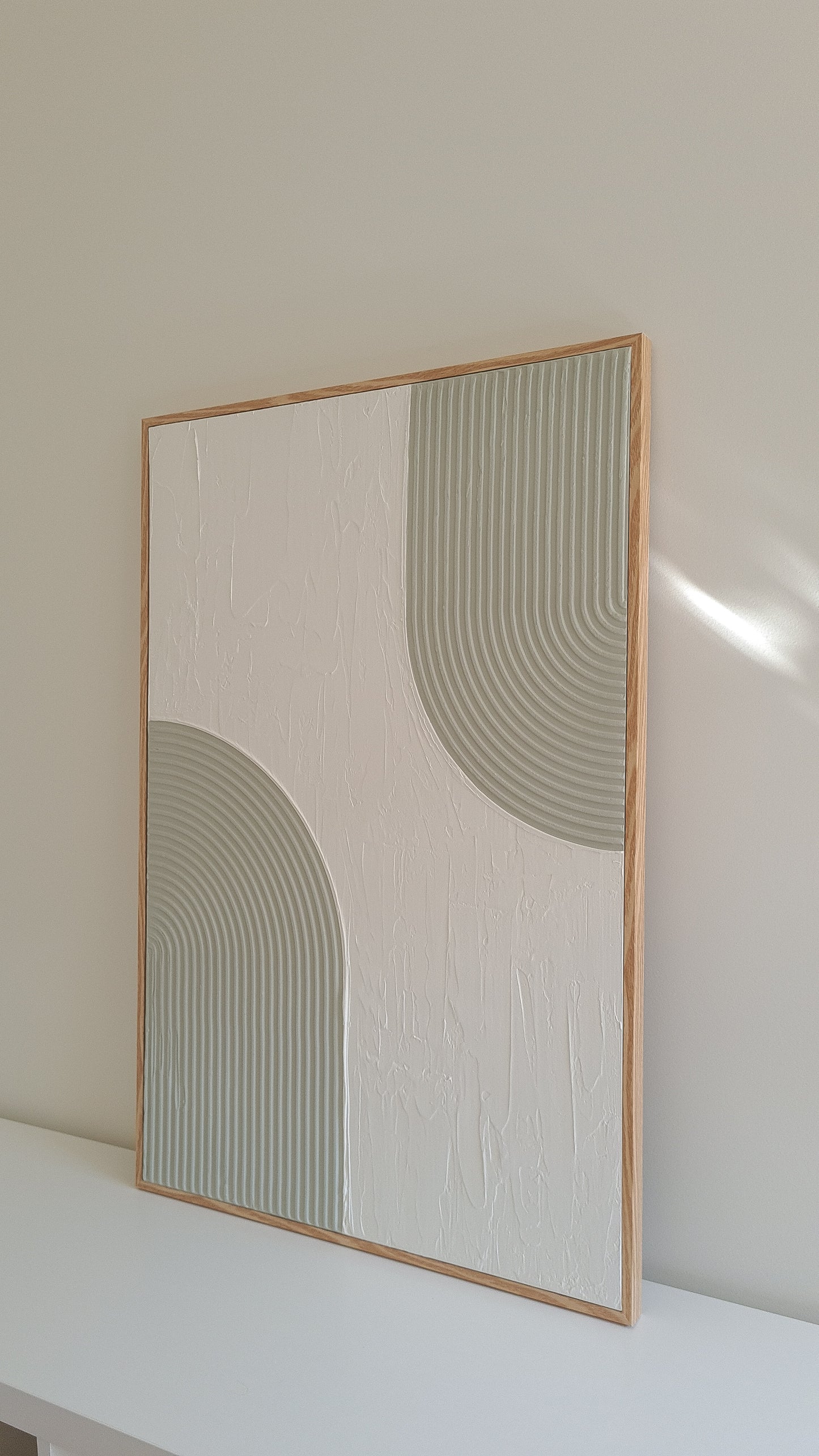 Textured Art Sage Boho Arches Minimalist Canvas Framed
