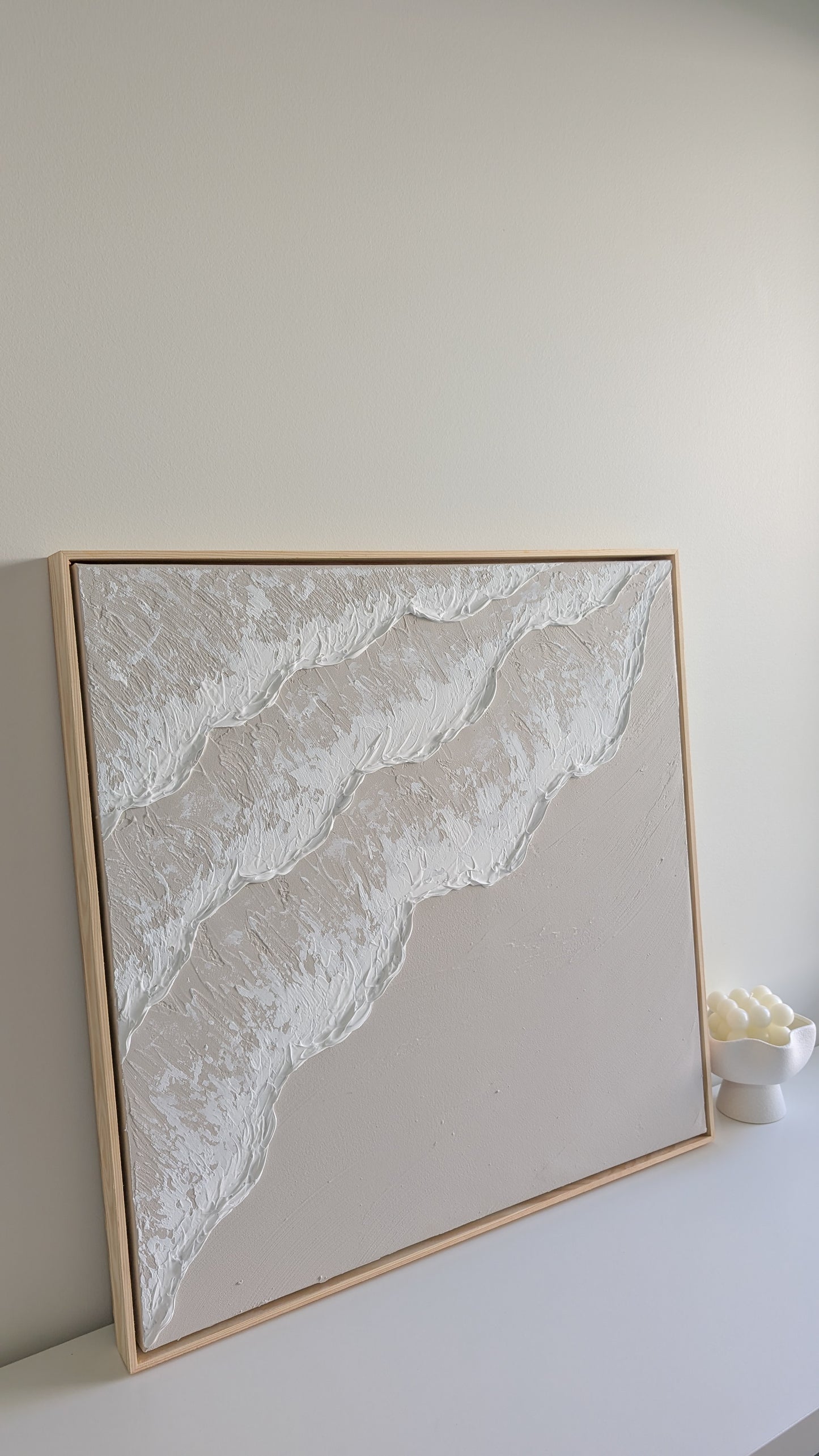 Ocean Waves Textured Art Coastal Wall Art Framed | 60 x 60cm