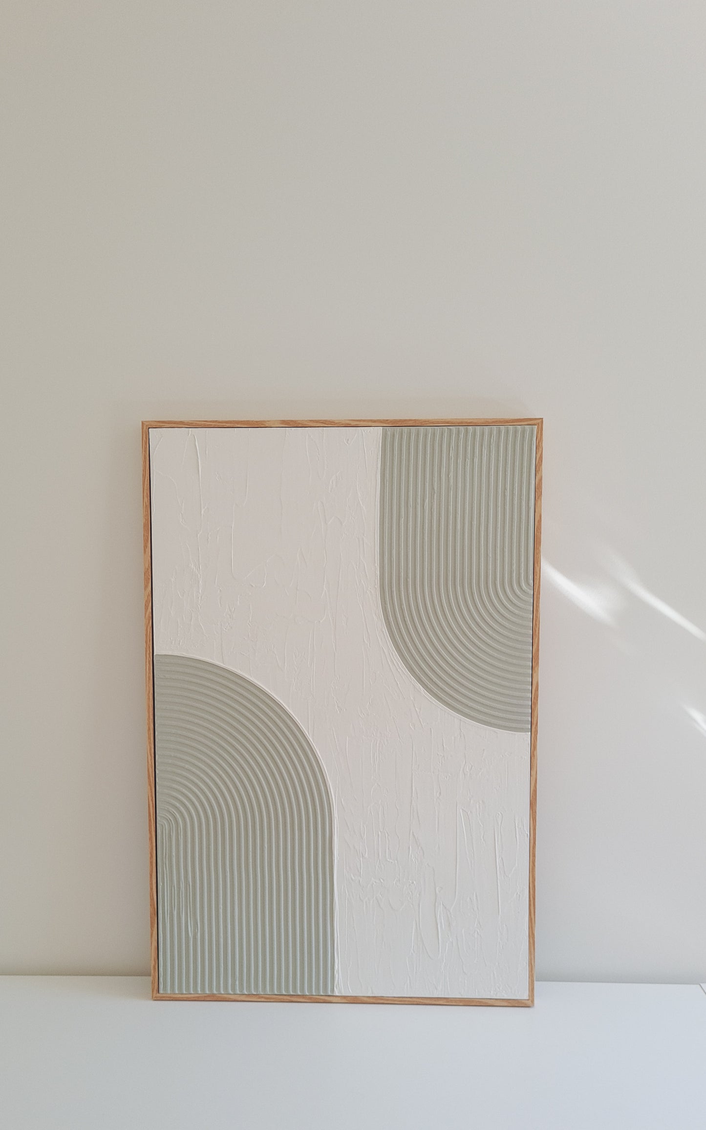 Textured Art Sage Boho Arches Minimalist Canvas Framed