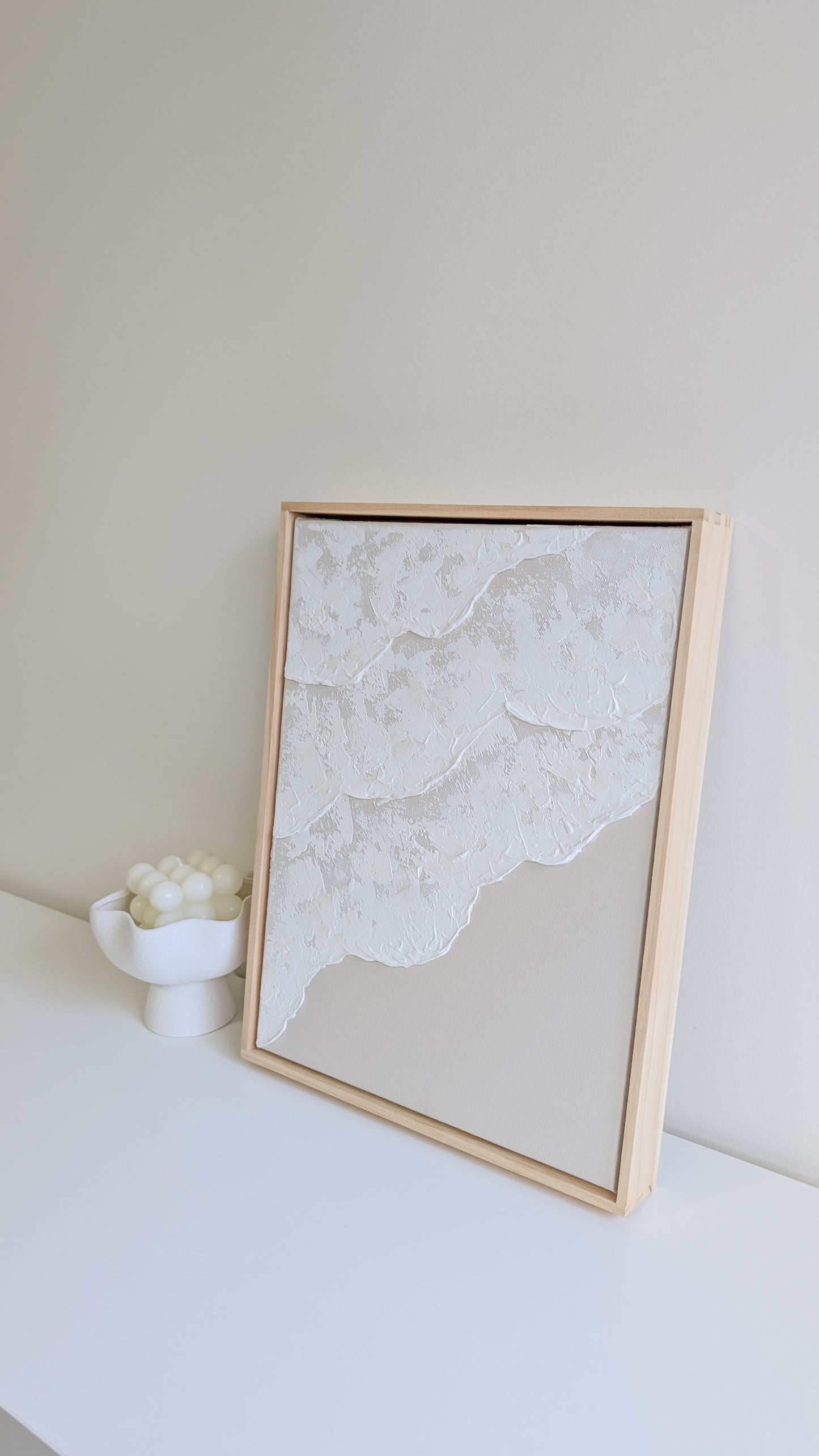 Neutral Ocean Waves Textured Wall Art – Coastal Beach House Artwork Warm Beige 42x32cm | Coastal Collection |