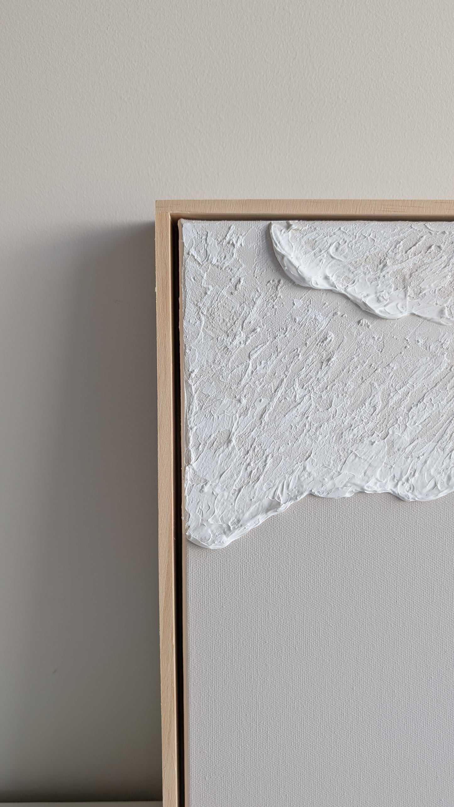 Textured Art Ocean Waves Wall Art Neutral Light Ash Beige - 42x32cm | Coastal Collection |