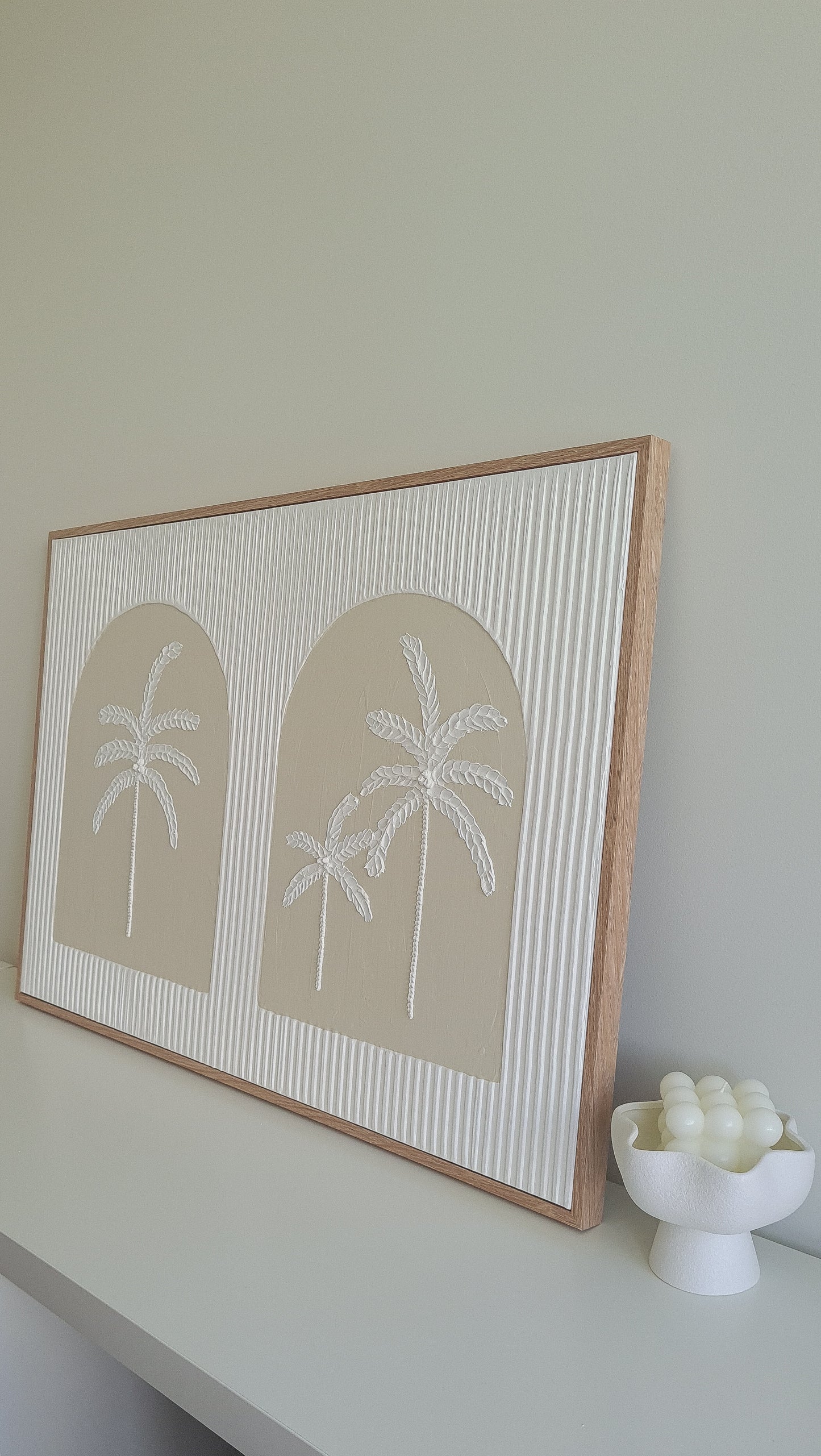 Textured Art Palm Tree Twin Arch Canvas Framed | 60 x 90 cm