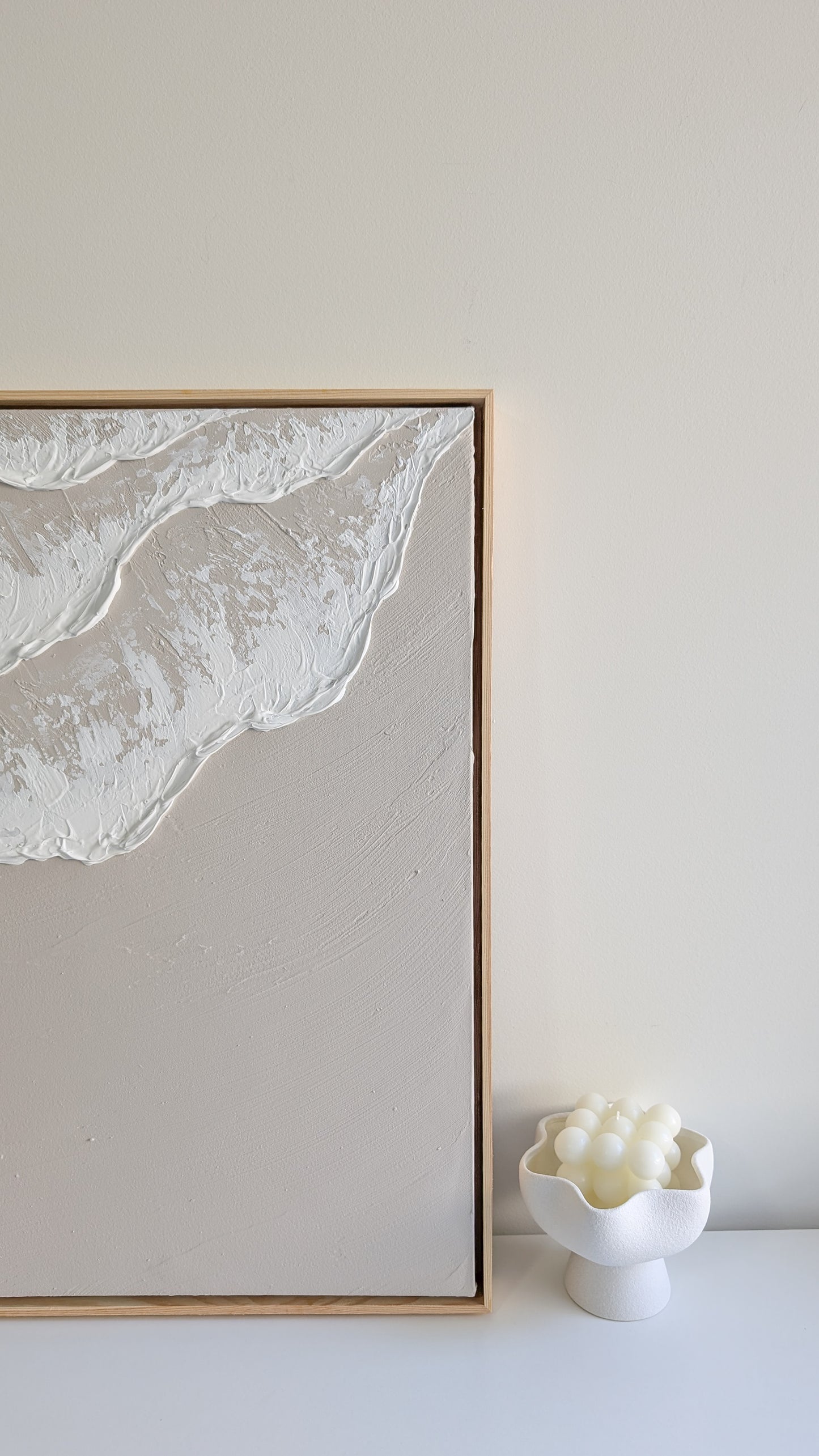 Ocean Waves Textured Art Coastal Wall Art Framed | 60 x 60cm