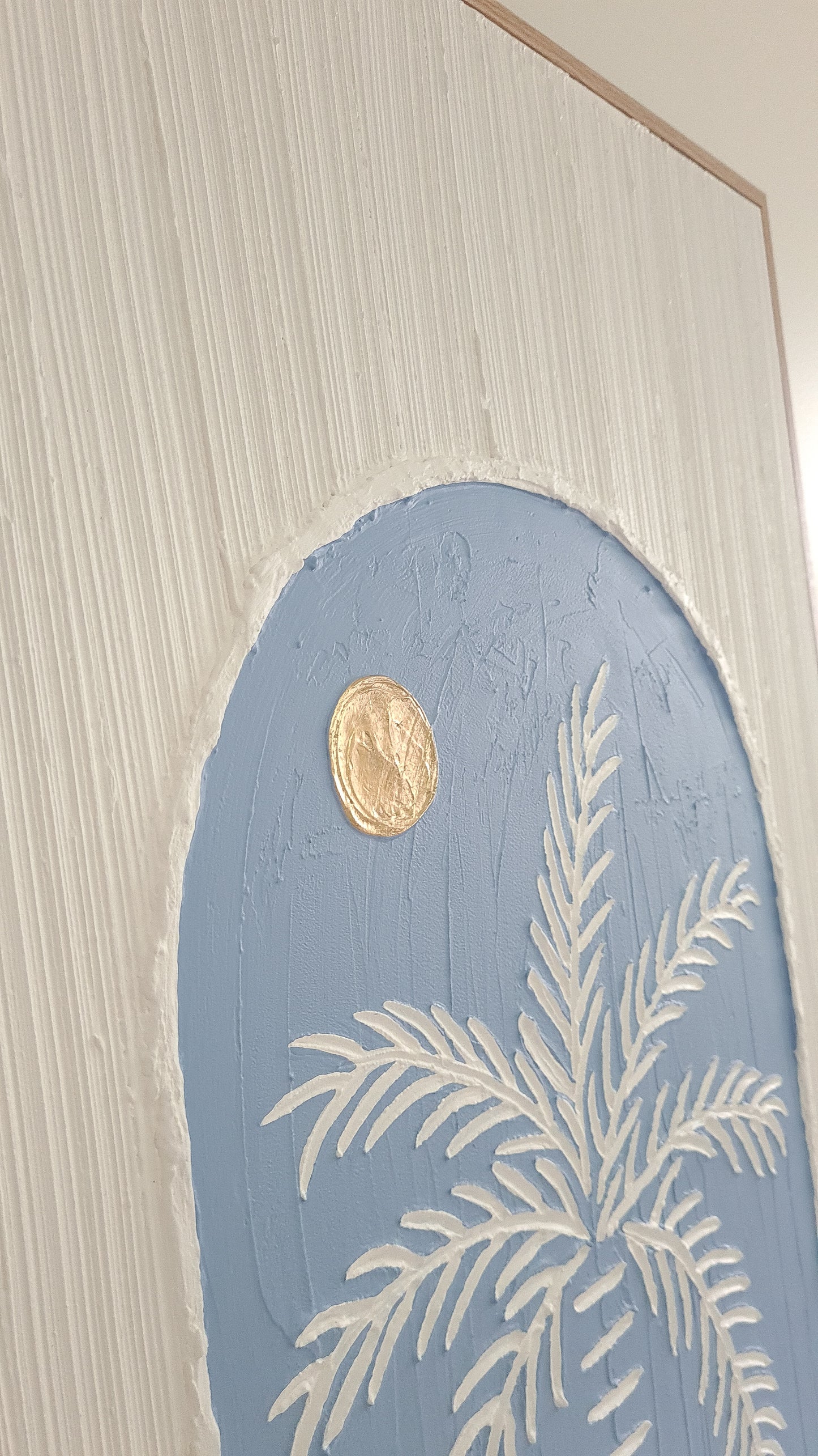 Textured Art Palm Tree Coastal Blue Canvas Framed 90 x 60cm