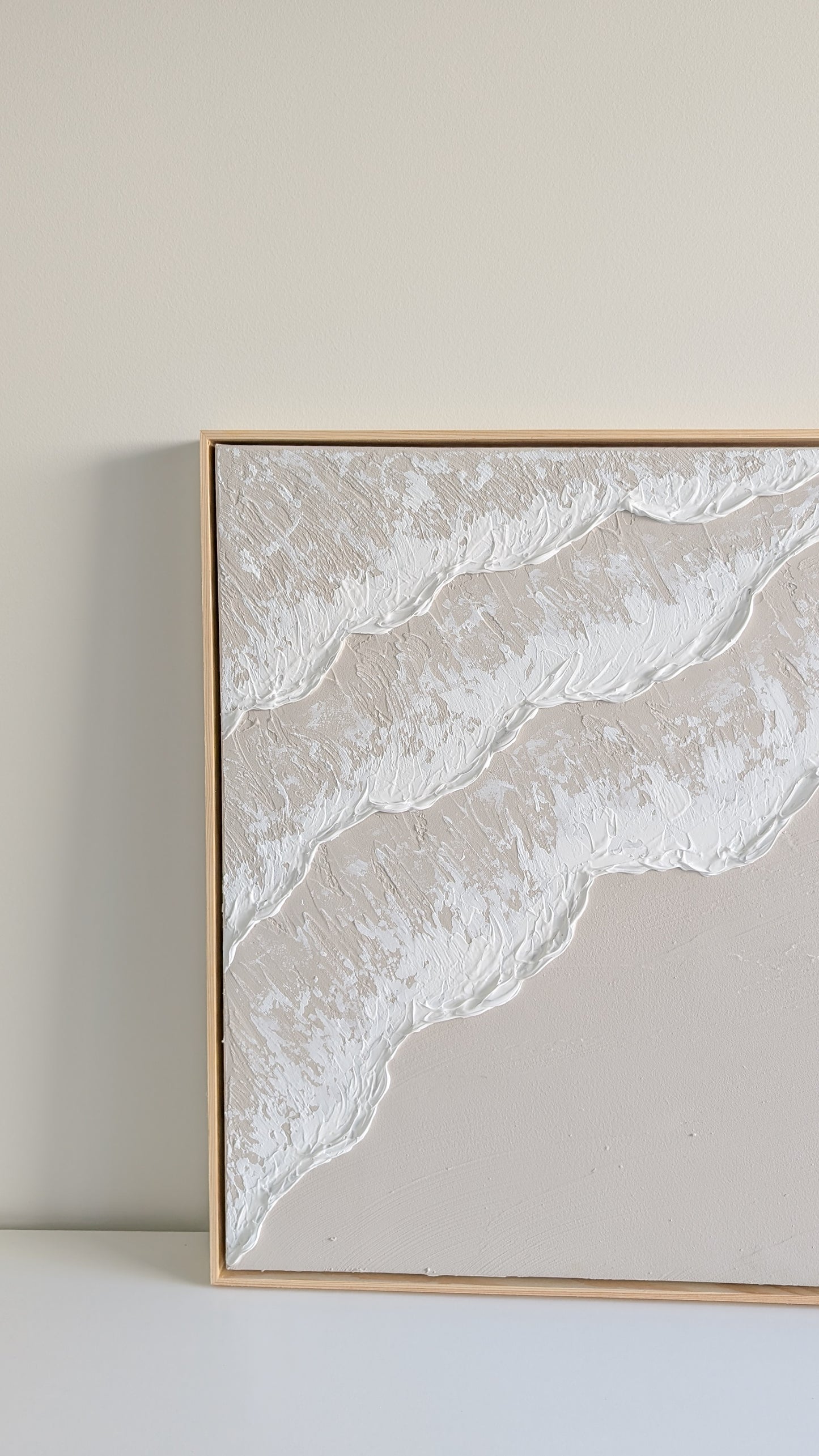 Ocean Waves Textured Art Coastal Wall Art Framed | 60 x 60cm