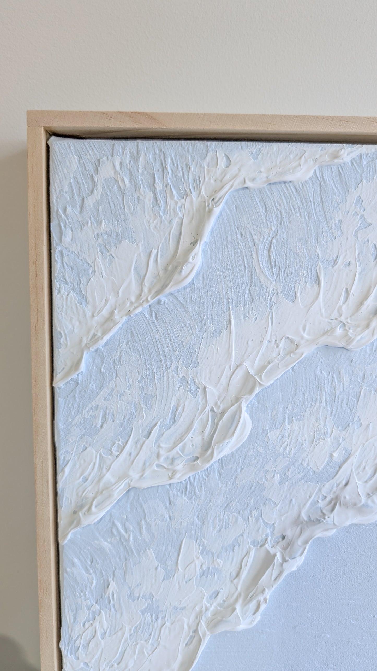 Textured Art Ocean Waves Wall Art Light Blue - 42x32cm | Coastal Collection |