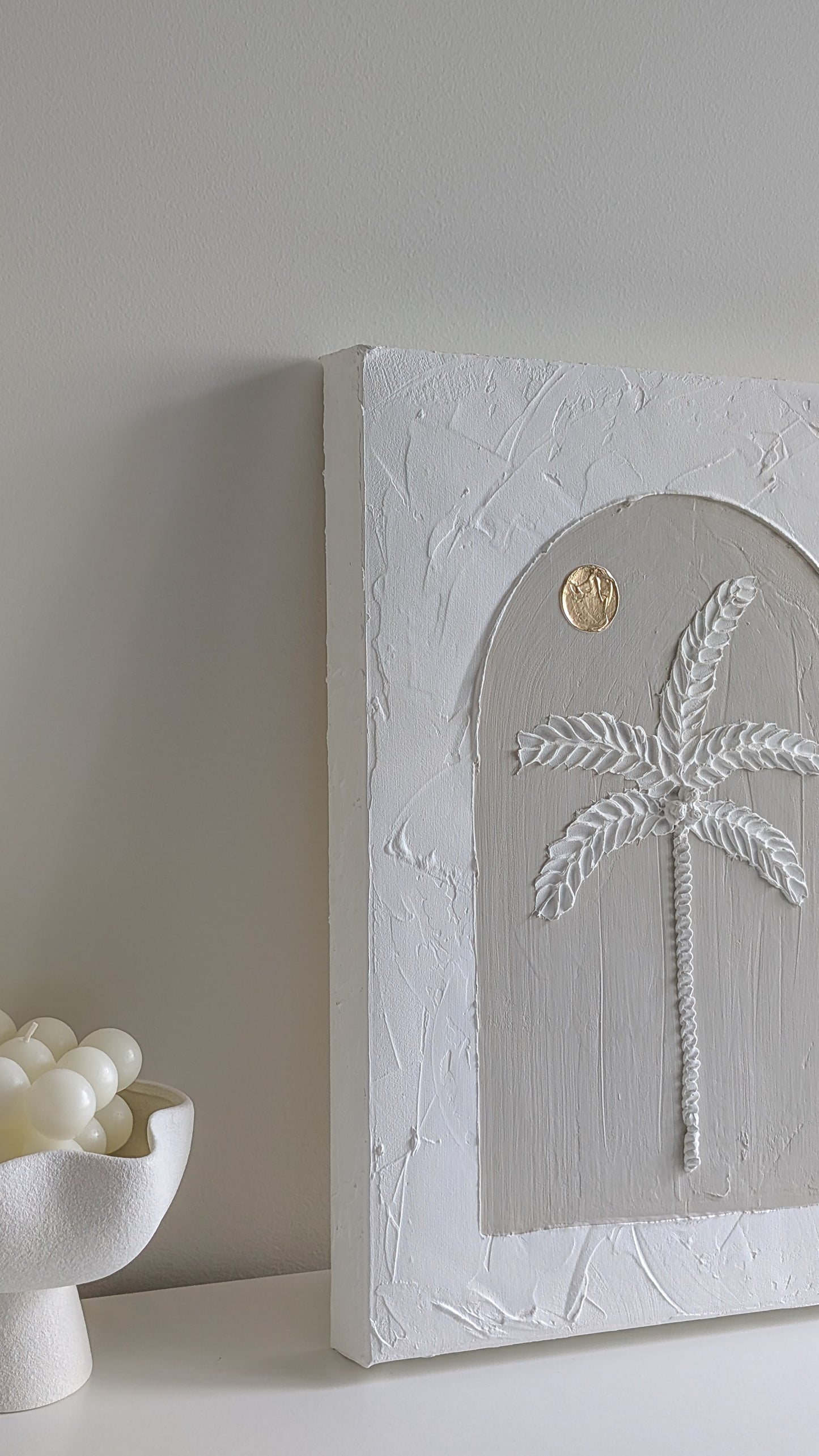Textured Art Palm Tree Arch Golden Sunset | Boho Coastal Wall Art |40x30cm