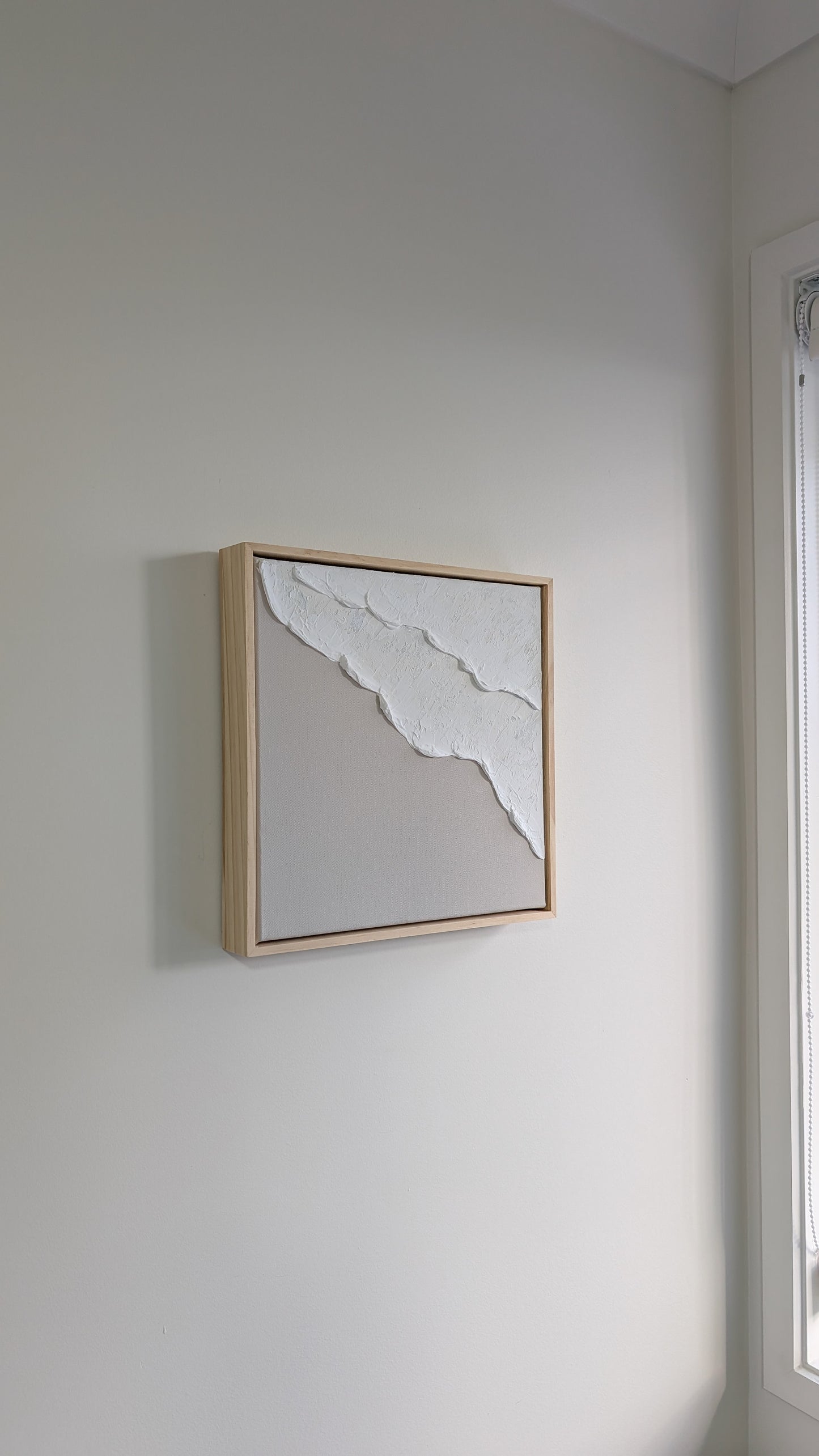 Textured Art Ocean Waves Wall Art Neutral Light Ash Beige - 31.5x31.5cm | Coastal Collection | #2