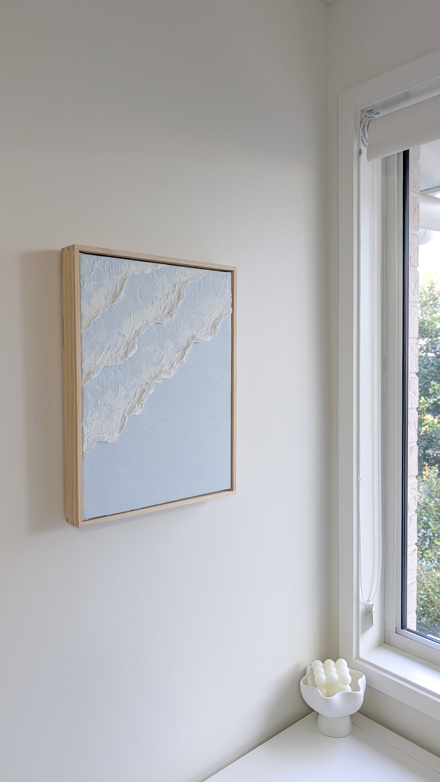 Textured Art Ocean Waves Wall Art Light Blue - 42x32cm | Coastal Collection |