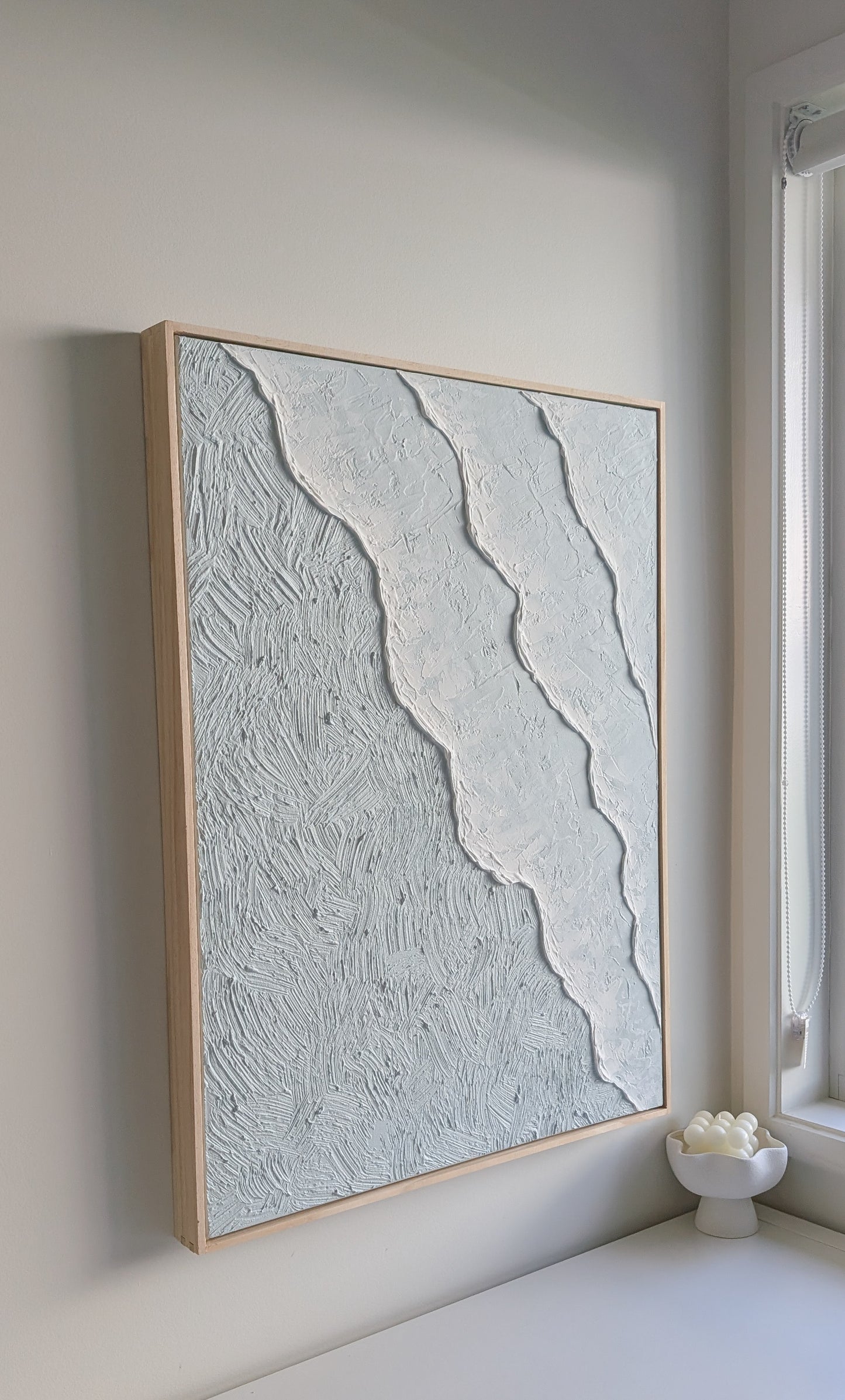 Textured Art Blue Ocean Waves Wall Art – Coastal Beach House Artwork 82x62cm | Coastal Collection |