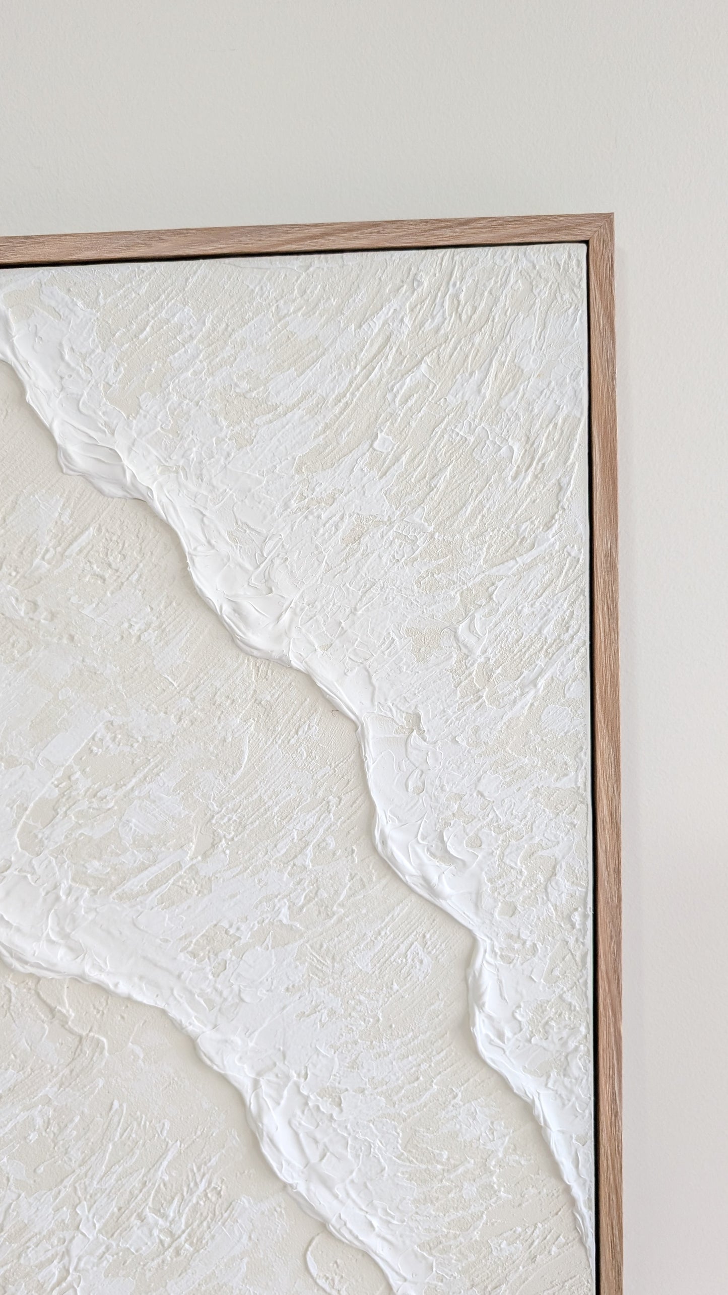 Ocean Waves Textured Wall Art | Coastal Artwork in Neutral - Cream - 80x80cm