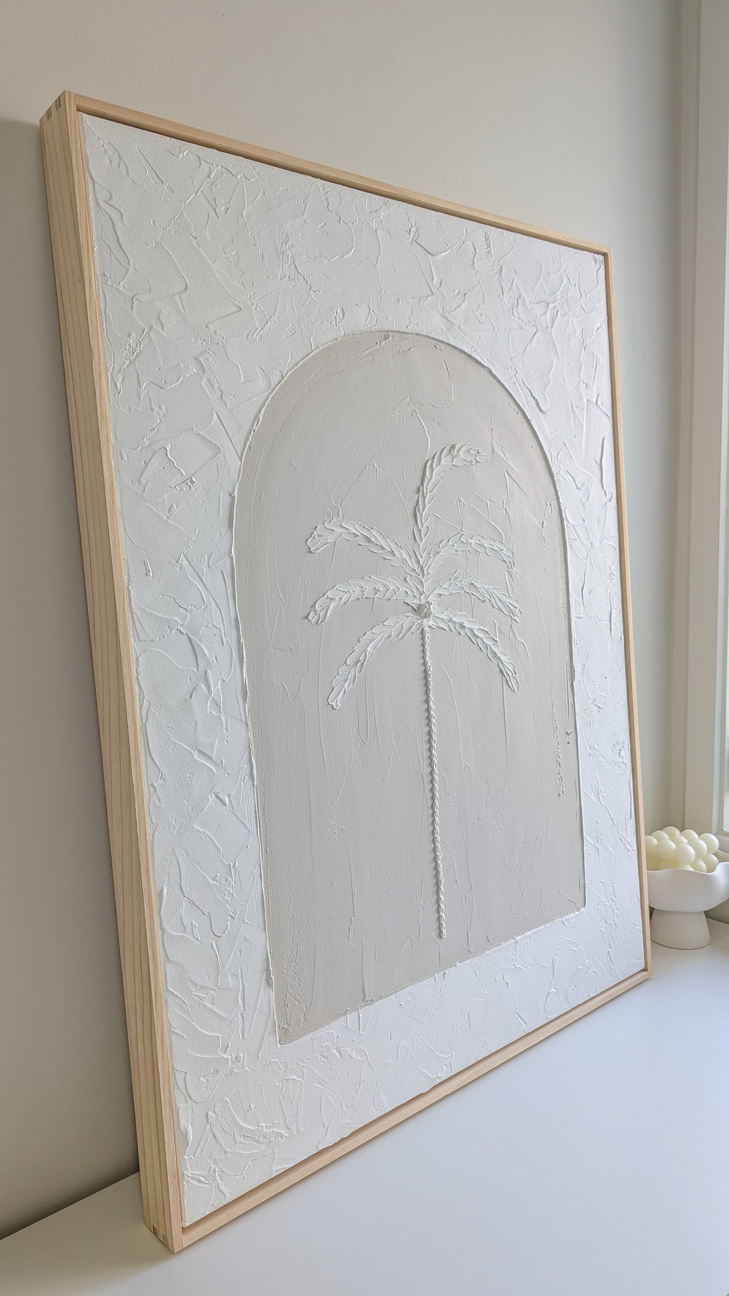 Textured Art Palm Tree Wall Art - Large Canvas - Coastal Beach House Artwork 82x62cm | Coastal Collection |