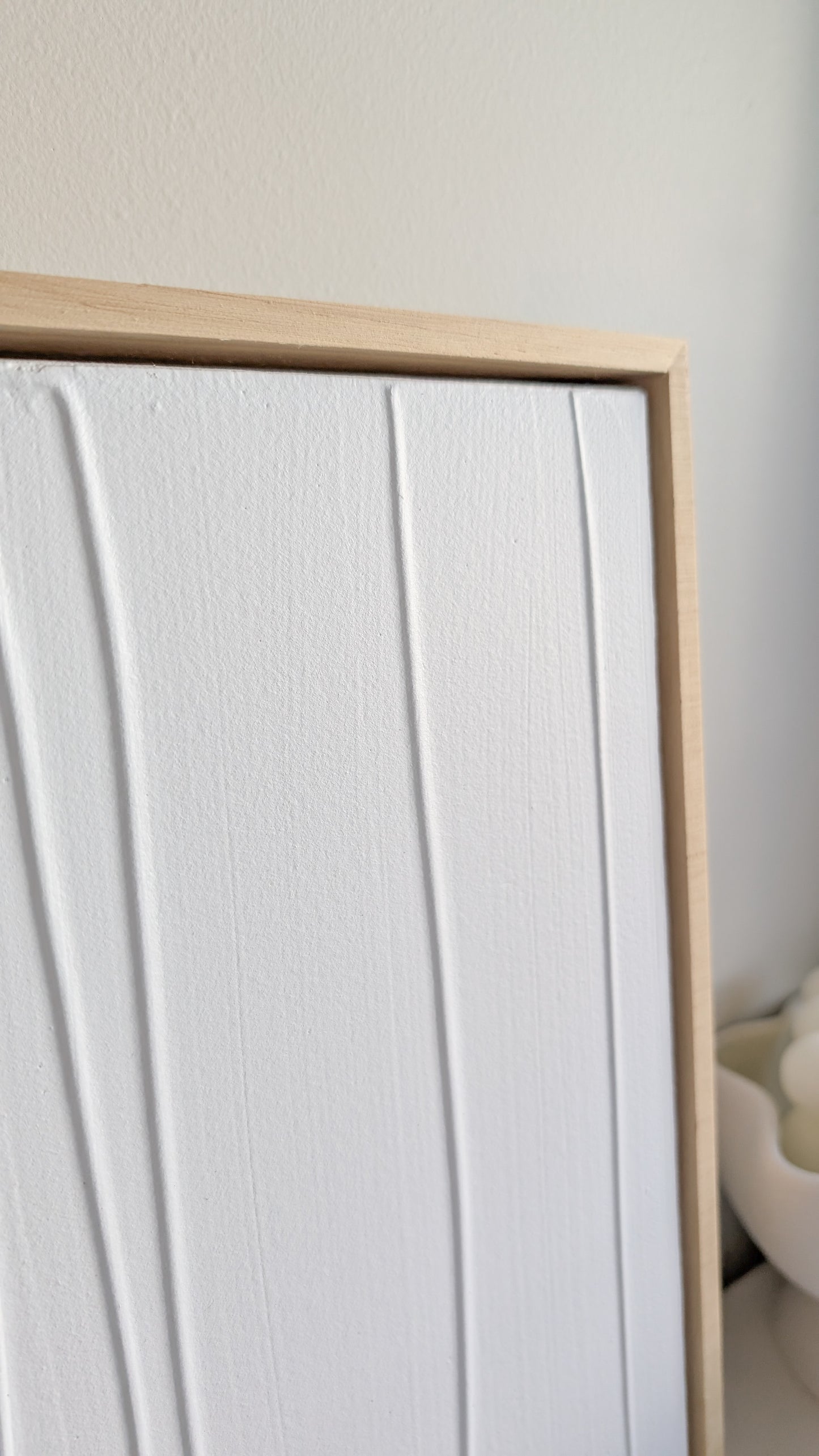 White Minimalist Textured Art | White Neutral Artwork in Pinewood Frame 31.5x31.5cm