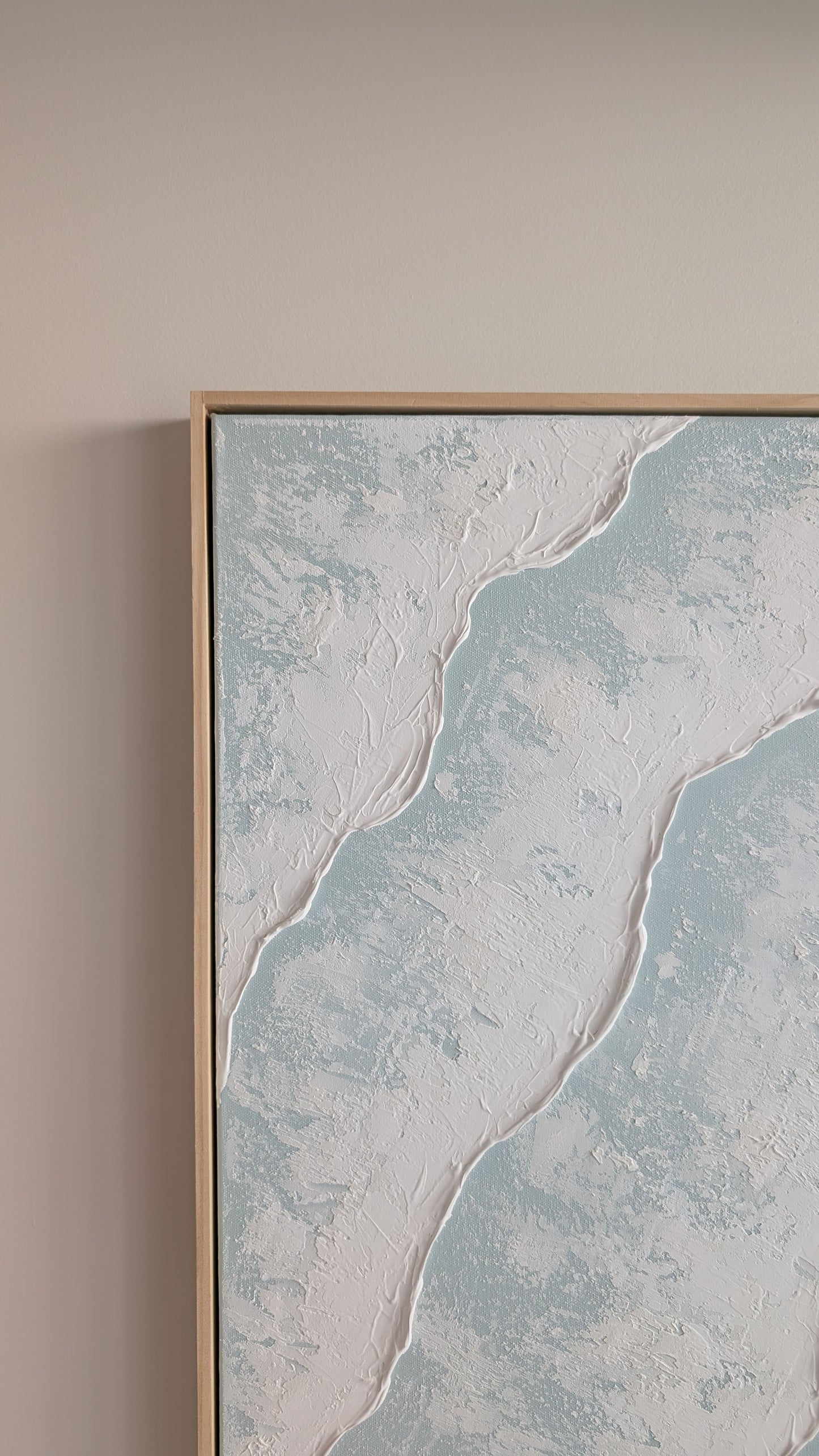 Large Ocean Waves Textured Art Coastal Wall Art - Egg Blue - Beach House Artwork 82x62cm | Coastal Collection |