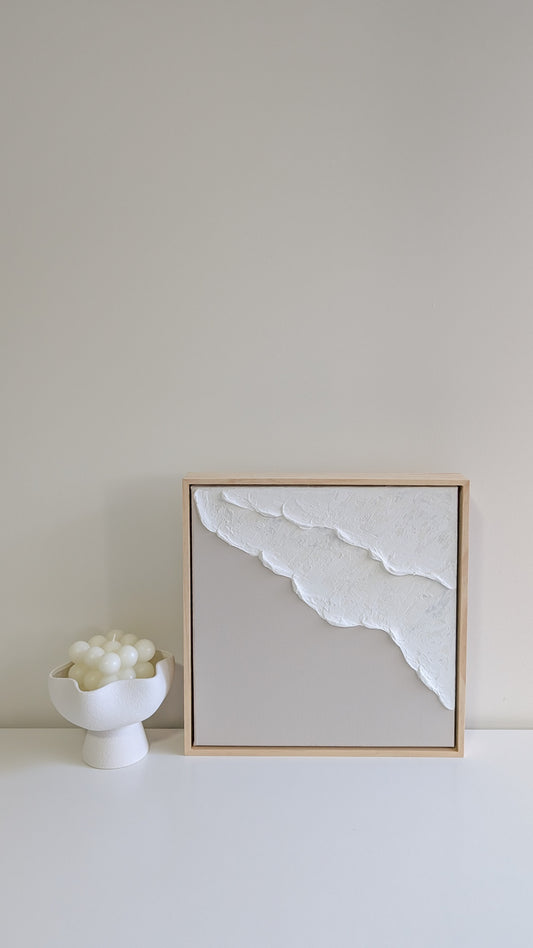 Textured Art Ocean Waves Wall Art Neutral Light Ash Beige - 31.5x31.5cm | Coastal Collection | #2