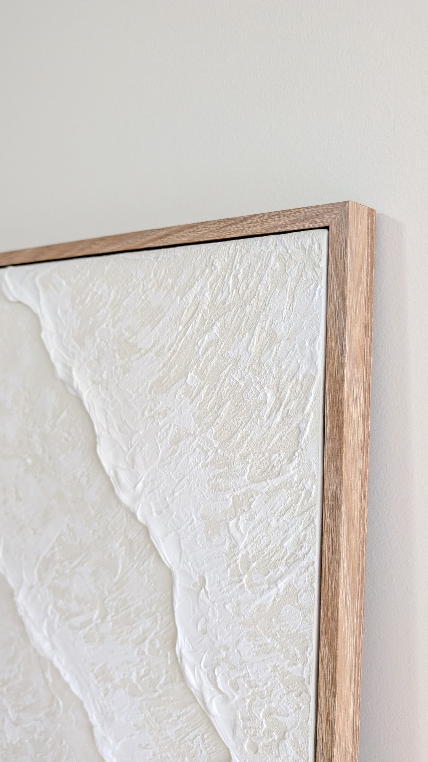 Ocean Waves Textured Wall Art | Coastal Artwork in Neutral - Cream - 80x80cm