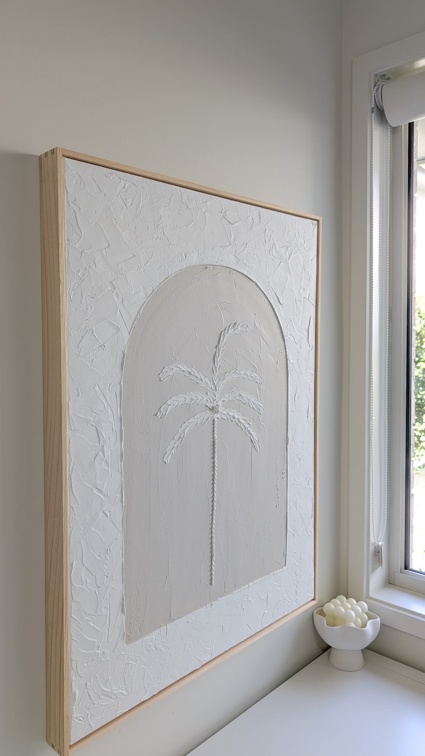 Textured Art Palm Tree Wall Art - Large Canvas - Coastal Beach House Artwork 82x62cm | Coastal Collection |