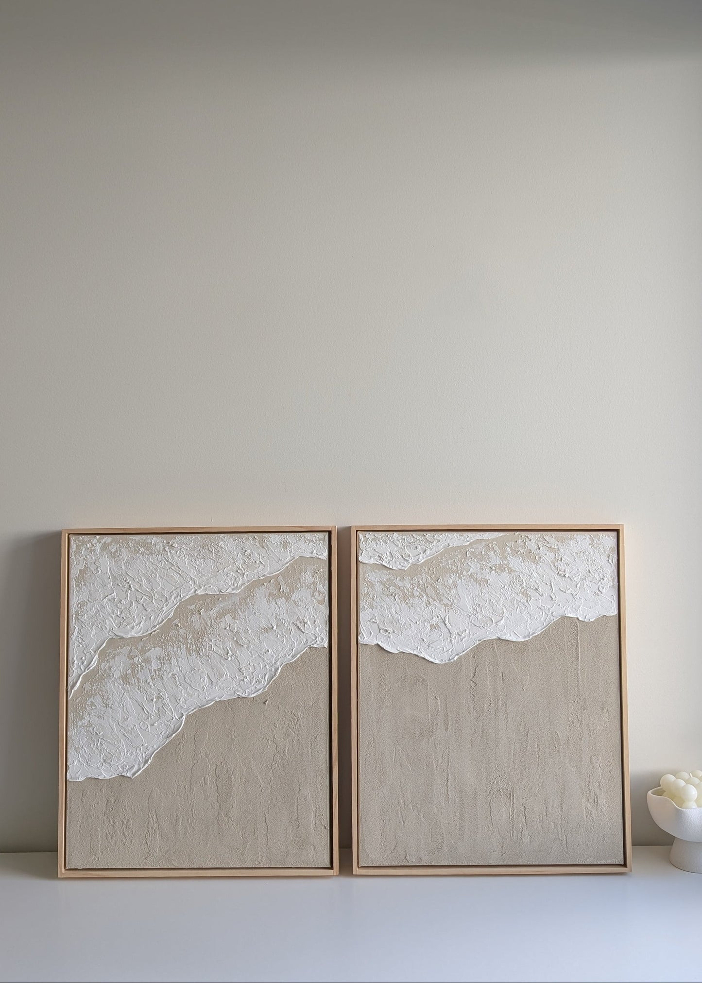 Ocean Waves Textured Wall Art – Coastal Beach House Artwork 52x42cm each | Set of 2 | Coastal Collection |