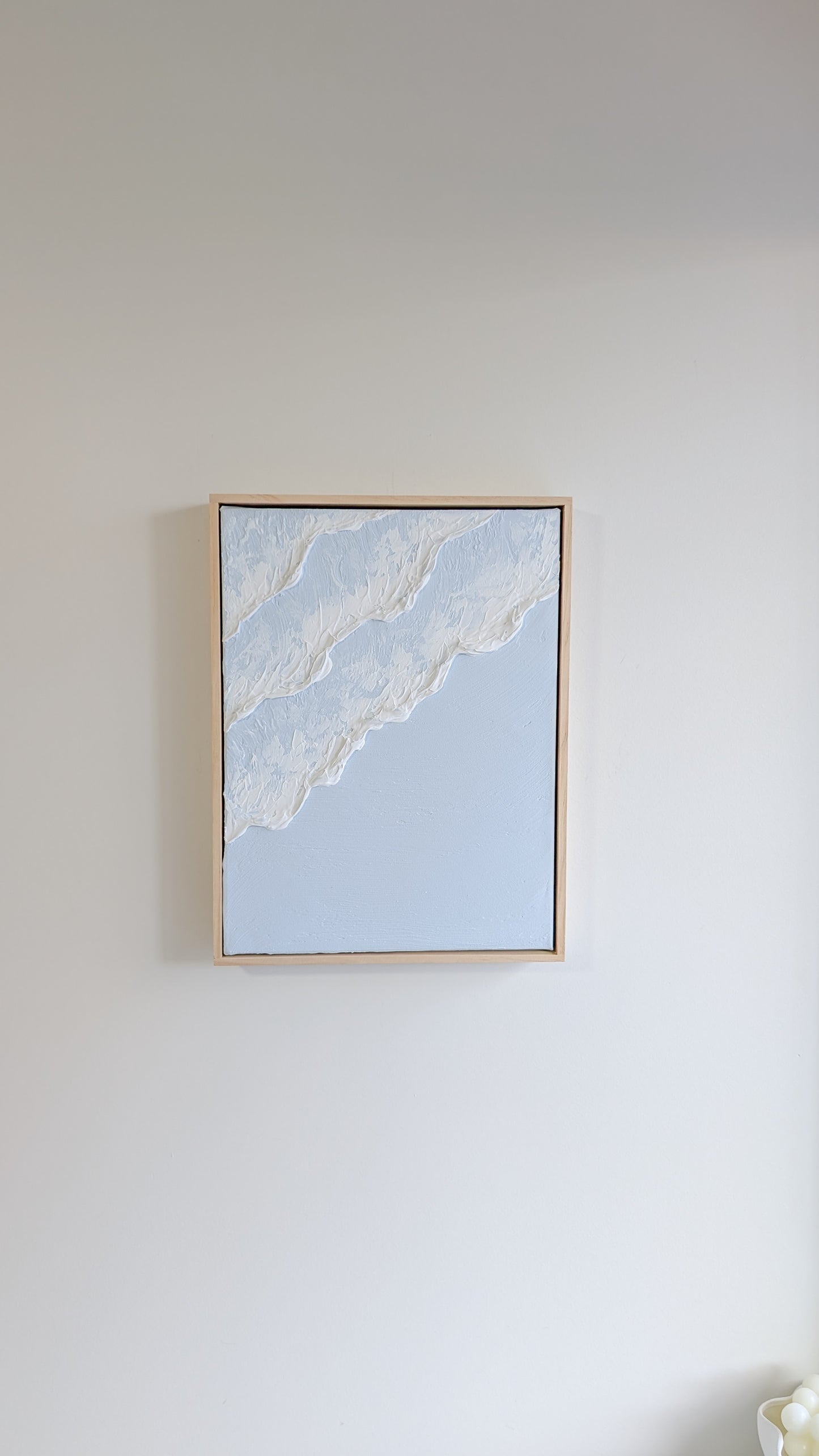 Textured Art Ocean Waves Wall Art Light Blue - 42x32cm | Coastal Collection |