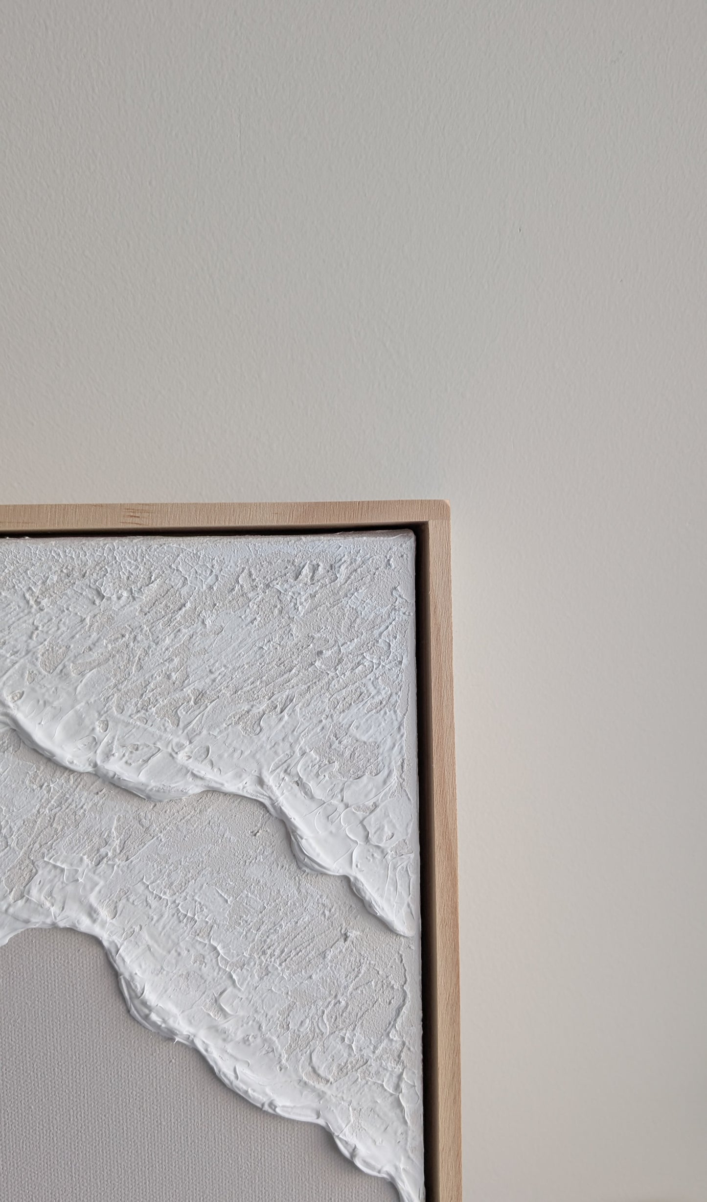 Textured Art Ocean Waves Wall Art Neutral Light Ash Beige - 42x32cm | Coastal Collection |