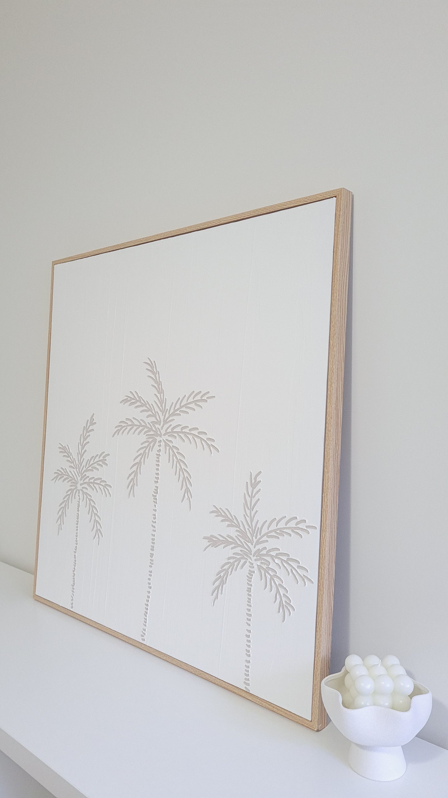 Textured Art Palm Tree Coastal Minimalist Design Canvas Framed (PRE-ORDER)