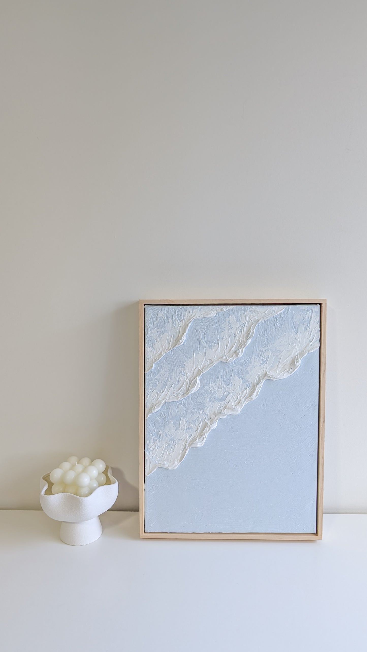 Textured Art Ocean Waves Wall Art Light Blue - 42x32cm | Coastal Collection |