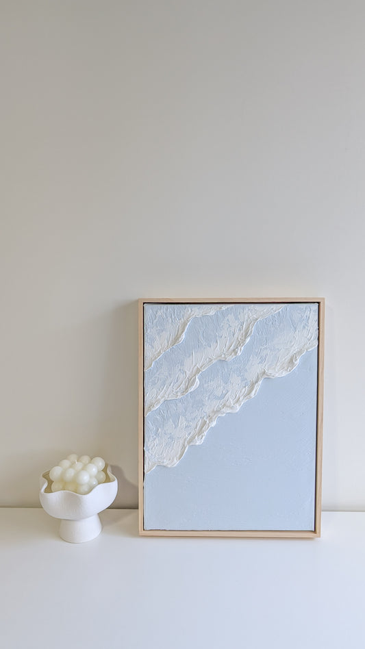 Textured Art Ocean Waves Wall Art Light Blue - 42x32cm | Coastal Collection |