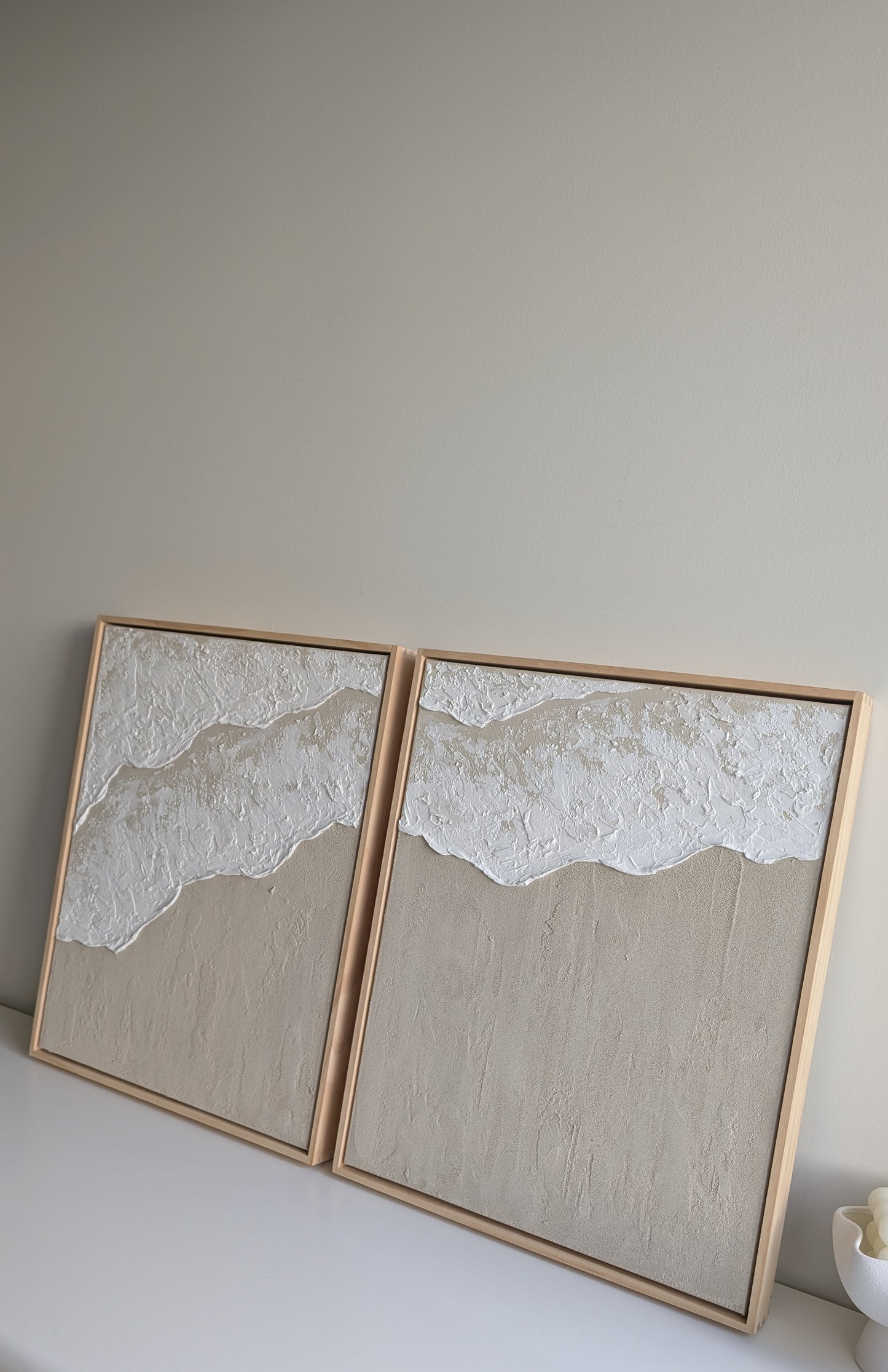 Ocean Waves Textured Wall Art – Coastal Beach House Artwork 52x42cm each | Set of 2 | Coastal Collection |