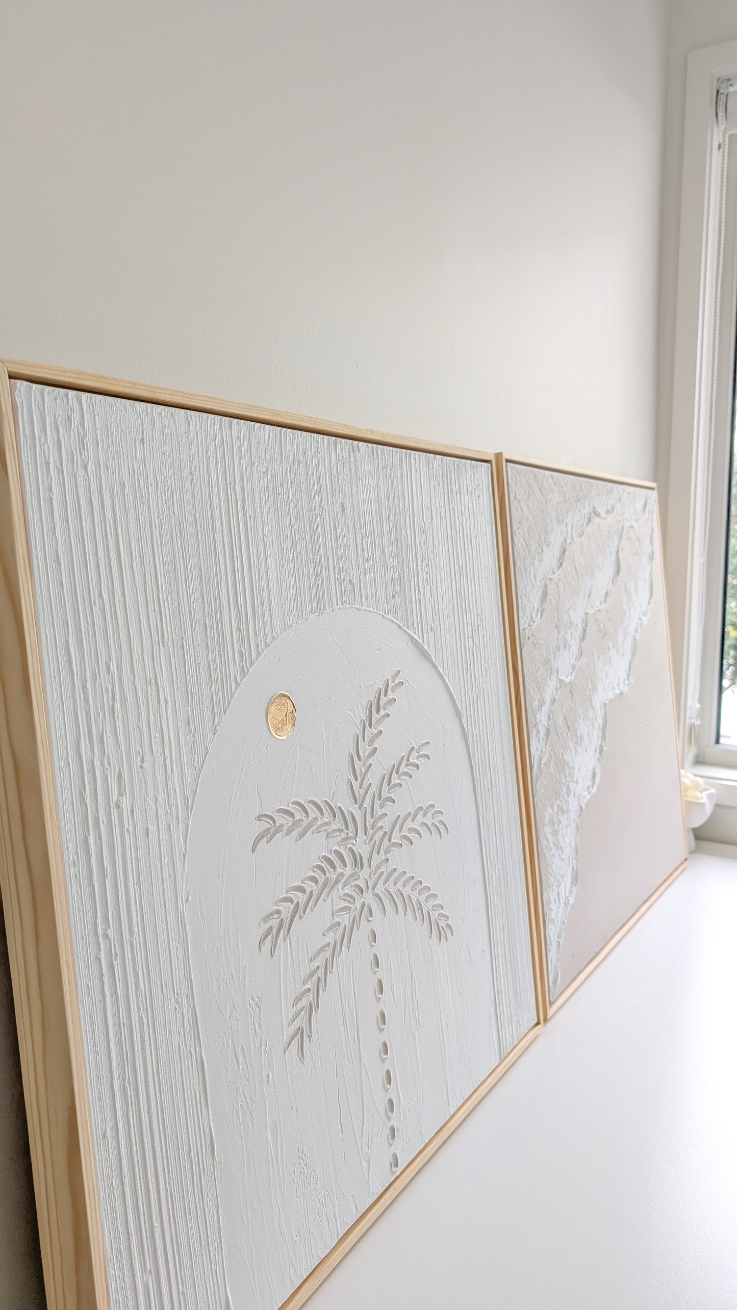 Palm Tree Sunset Textured Art Coastal Wall Art Framed | 60 x 60cm