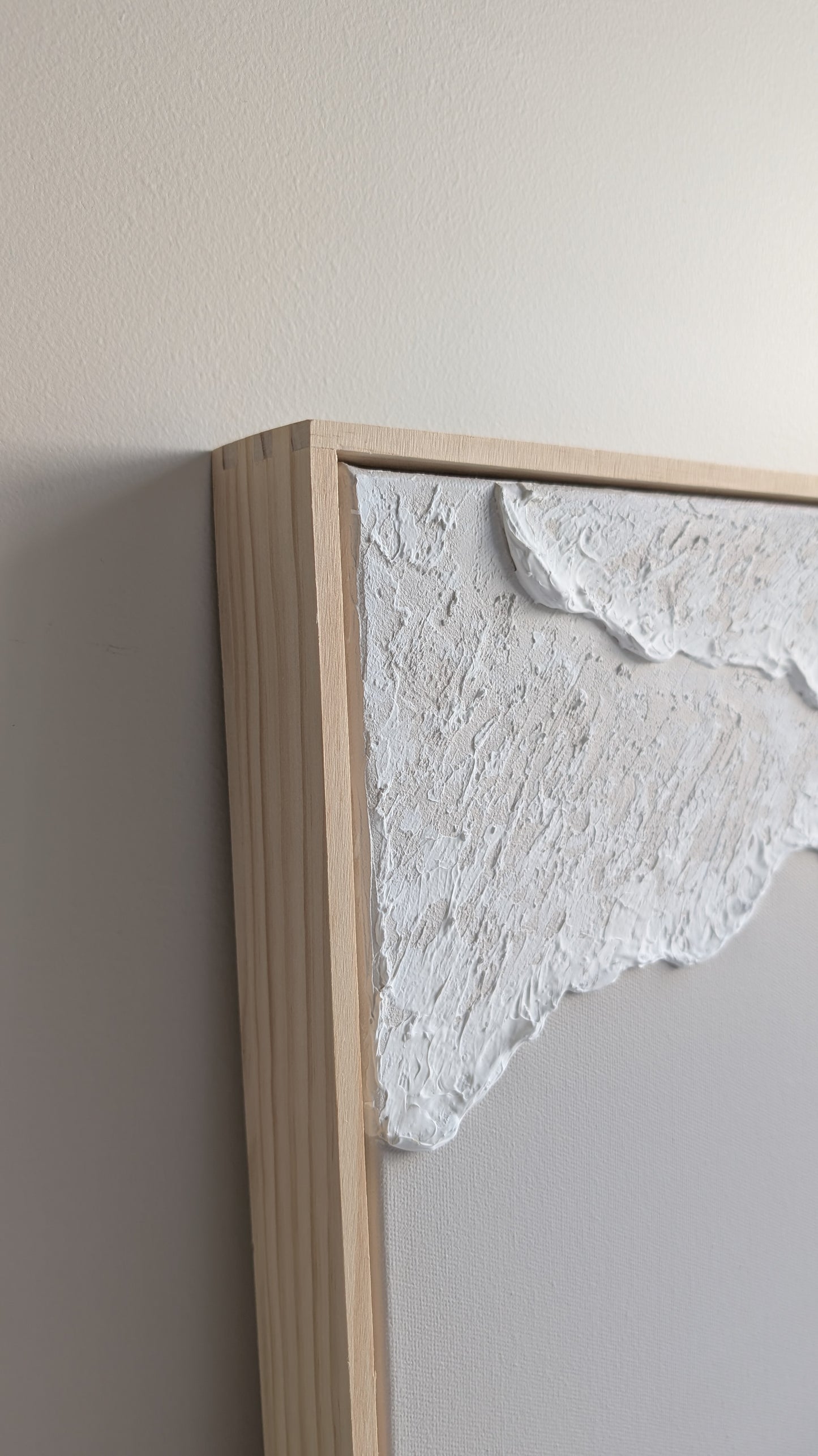 Textured Art Ocean Waves Wall Art Neutral Light Ash Beige - 42x32cm | Coastal Collection |