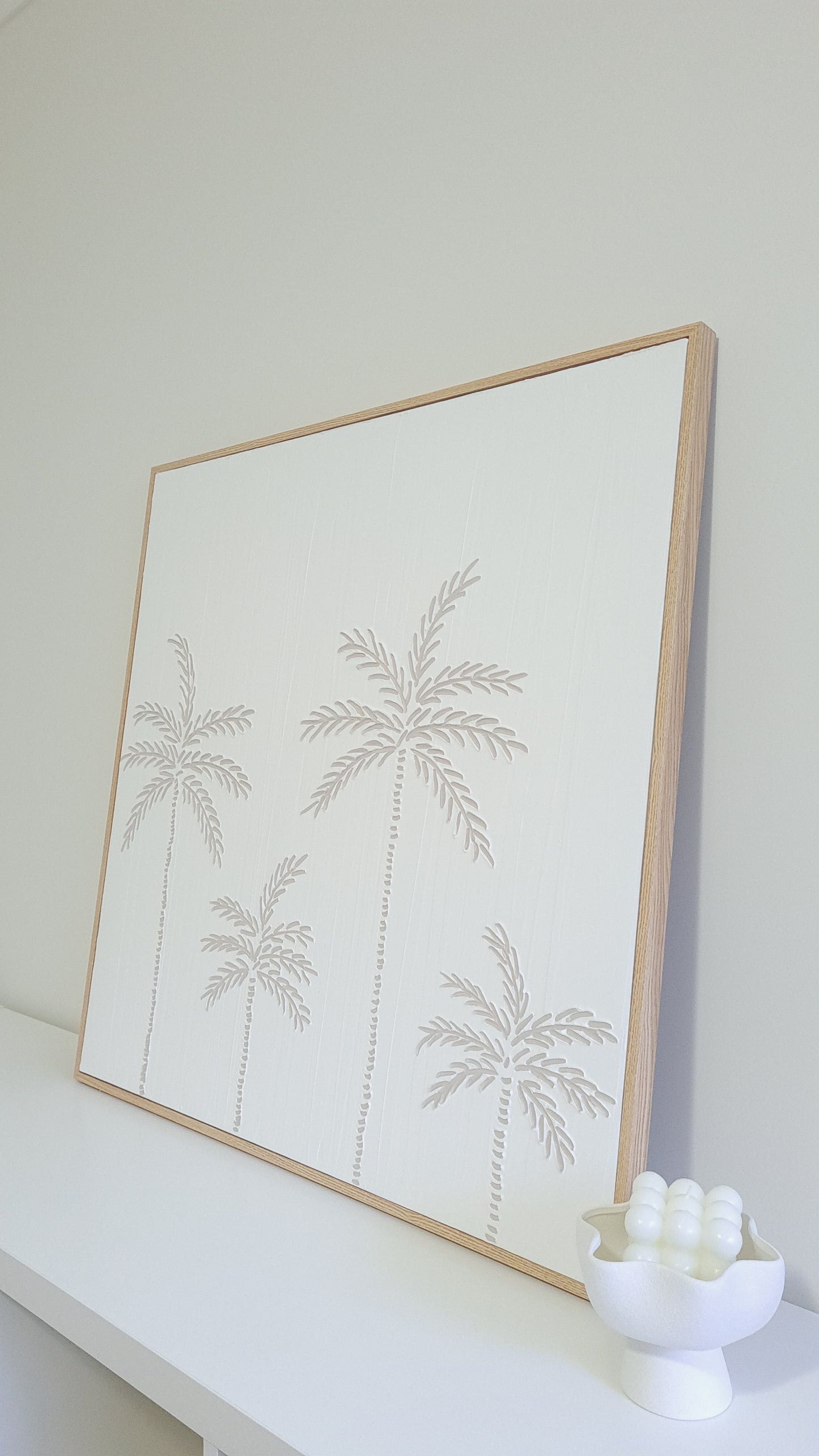 Textured Art Palm Tree Coastal Minimalist Design Canvas Framed (PRE-ORDER)