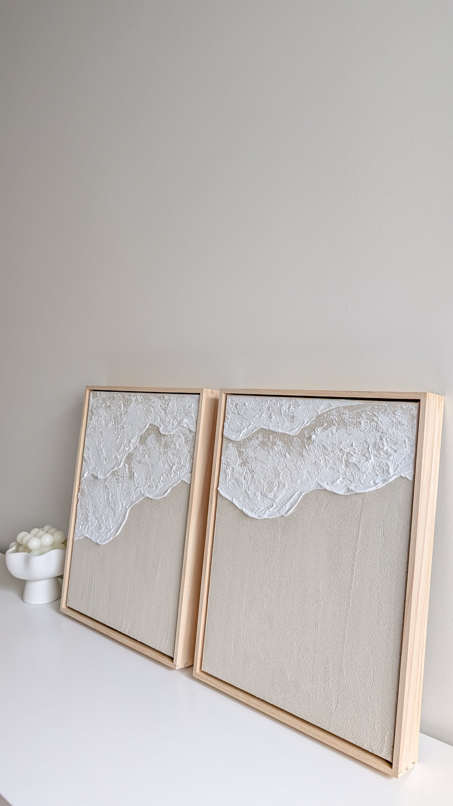 Ocean Waves Textured Wall Art – Coastal Sand Artwork 42x32cm each | Set of 2 | Coastal Collection |