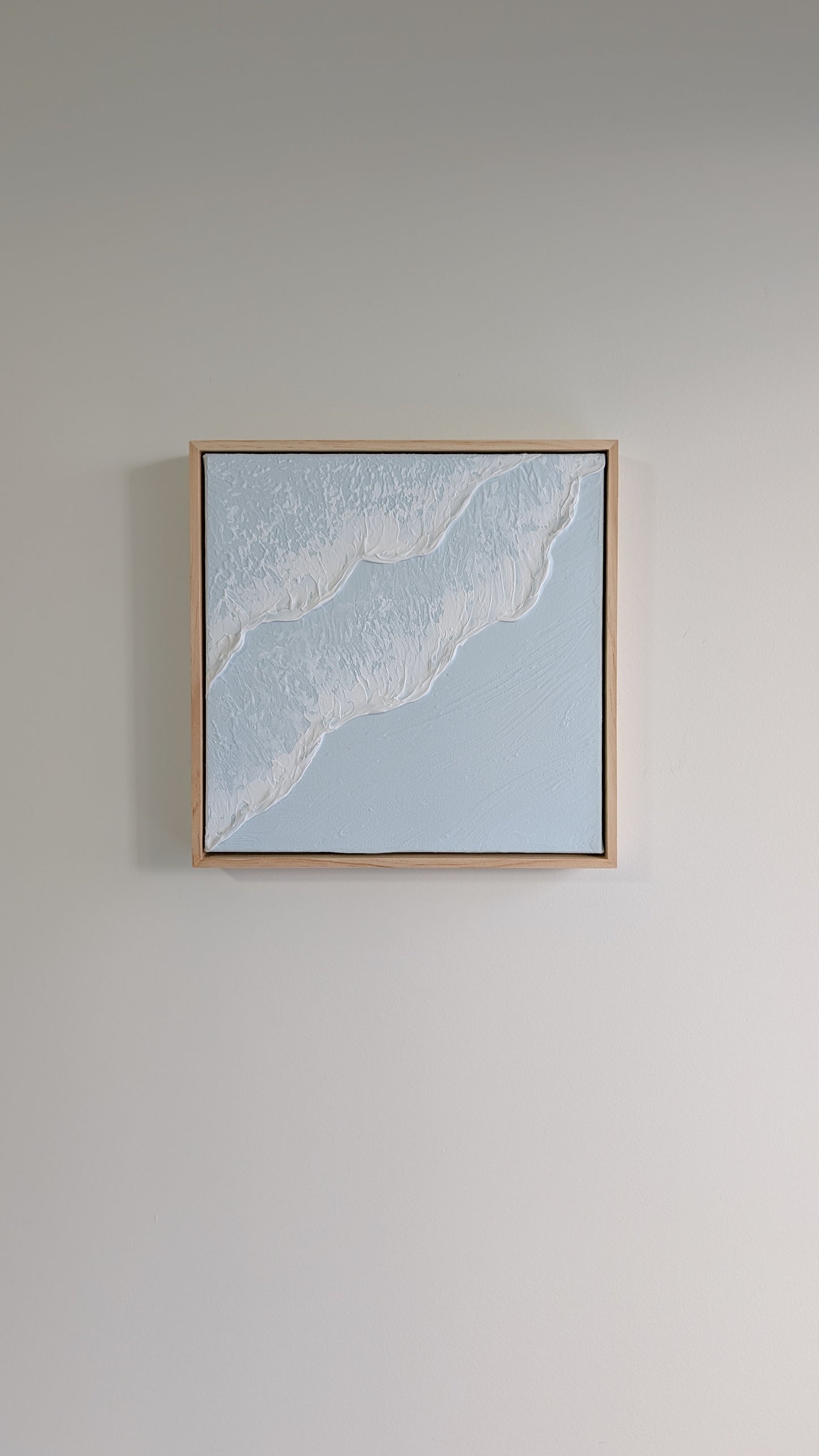 Textured Art Ocean Waves Wall Art Light Blue Pinewood Framed - 31.5x31.5cm | Coastal Collection |