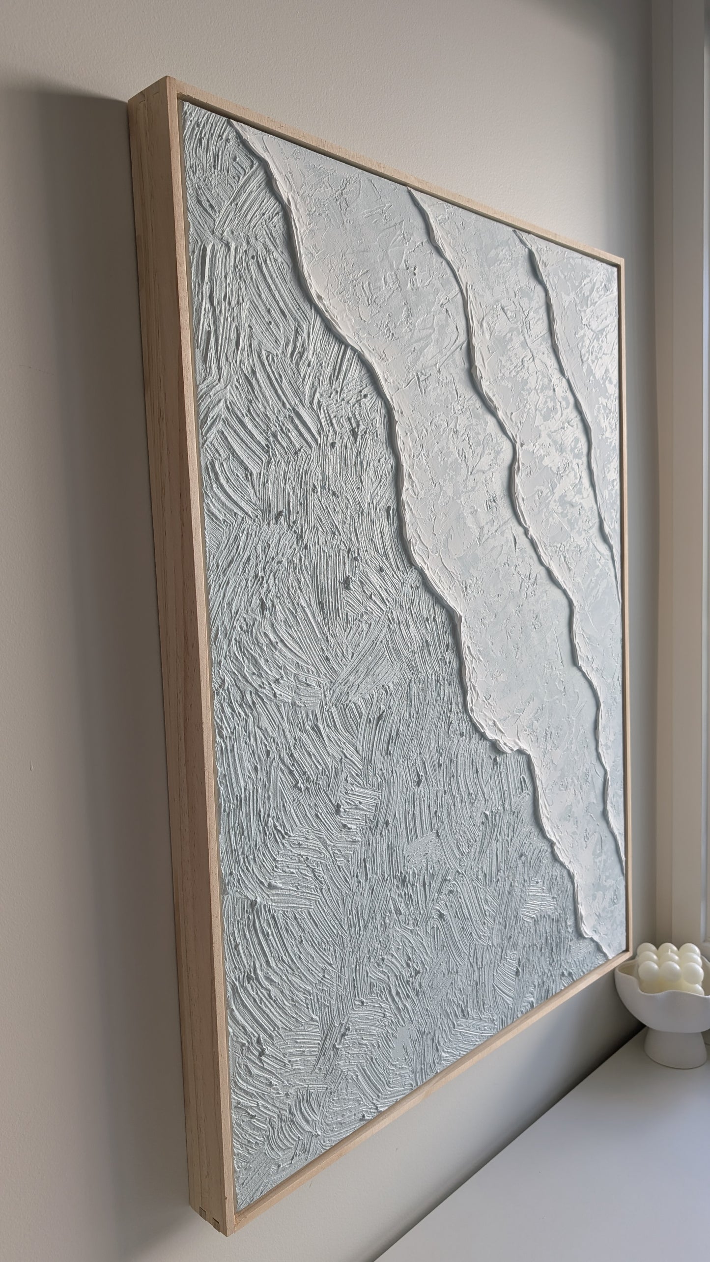 Textured Art Blue Ocean Waves Wall Art – Coastal Beach House Artwork 82x62cm | Coastal Collection |