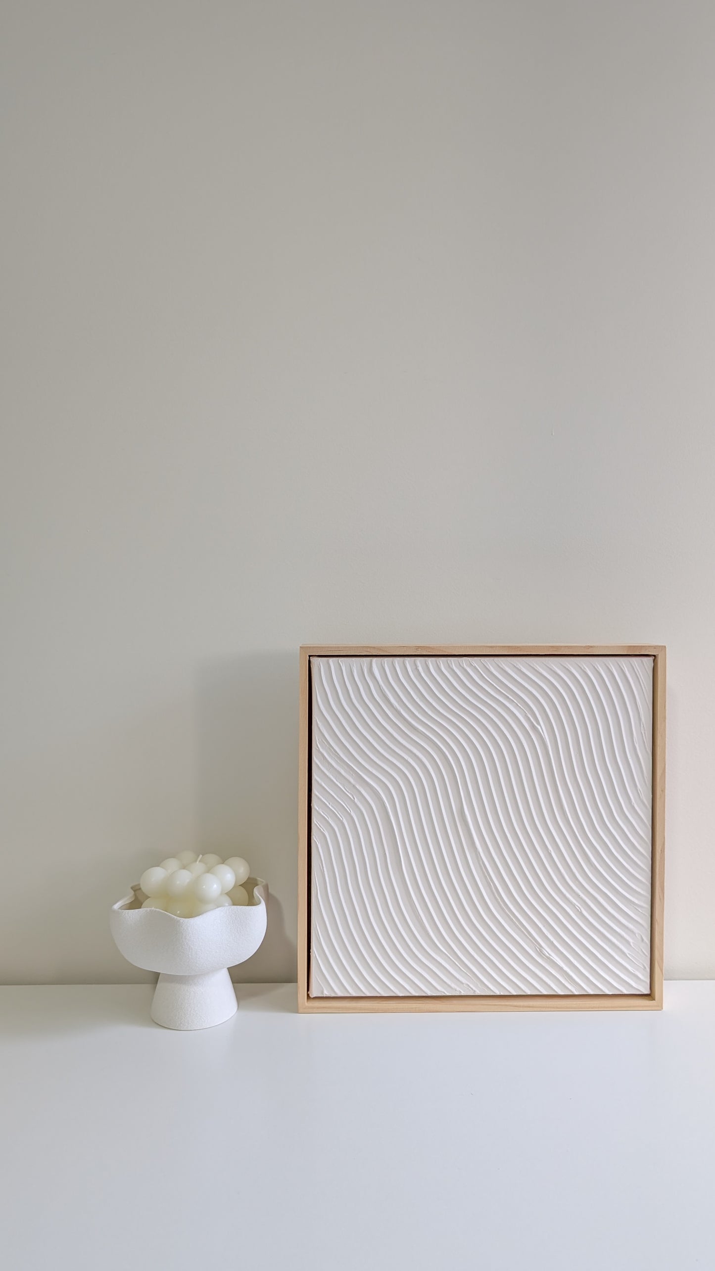 Textured Art Waves Wall Art Neutral Off White - 31.5x31.5cm | Coastal Collection |