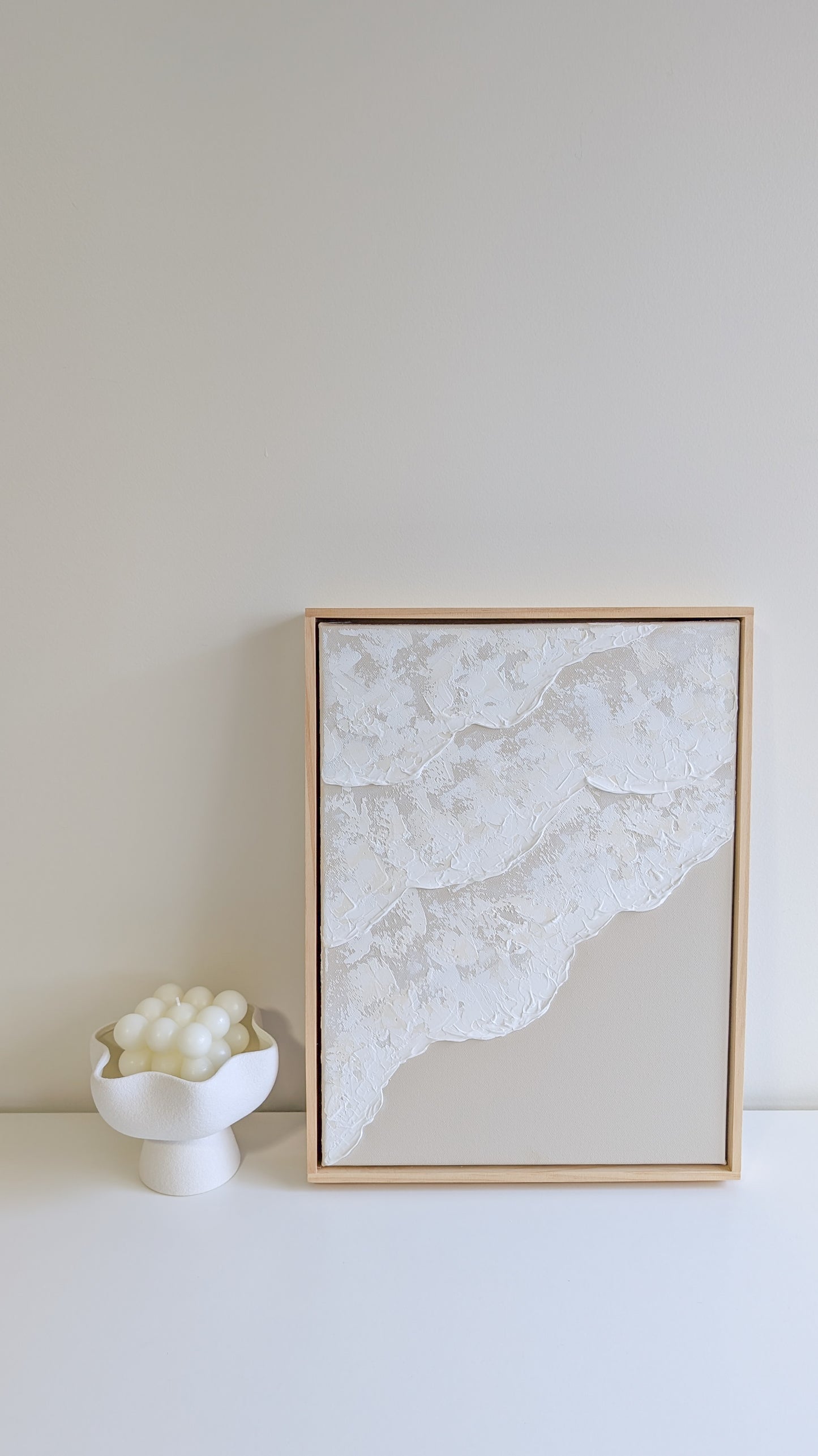 Neutral Ocean Waves Textured Wall Art – Coastal Beach House Artwork Warm Beige 42x32cm | Coastal Collection |