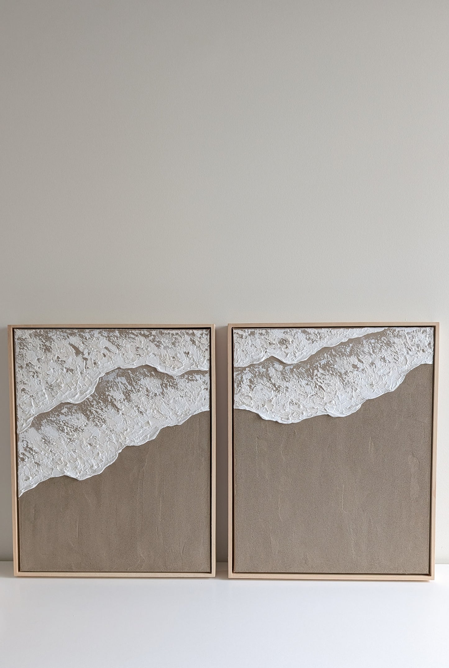 Ocean Waves Textured Wall Art – Dark Brown 52x42cm each | Set of 2 | Coastal Collection |