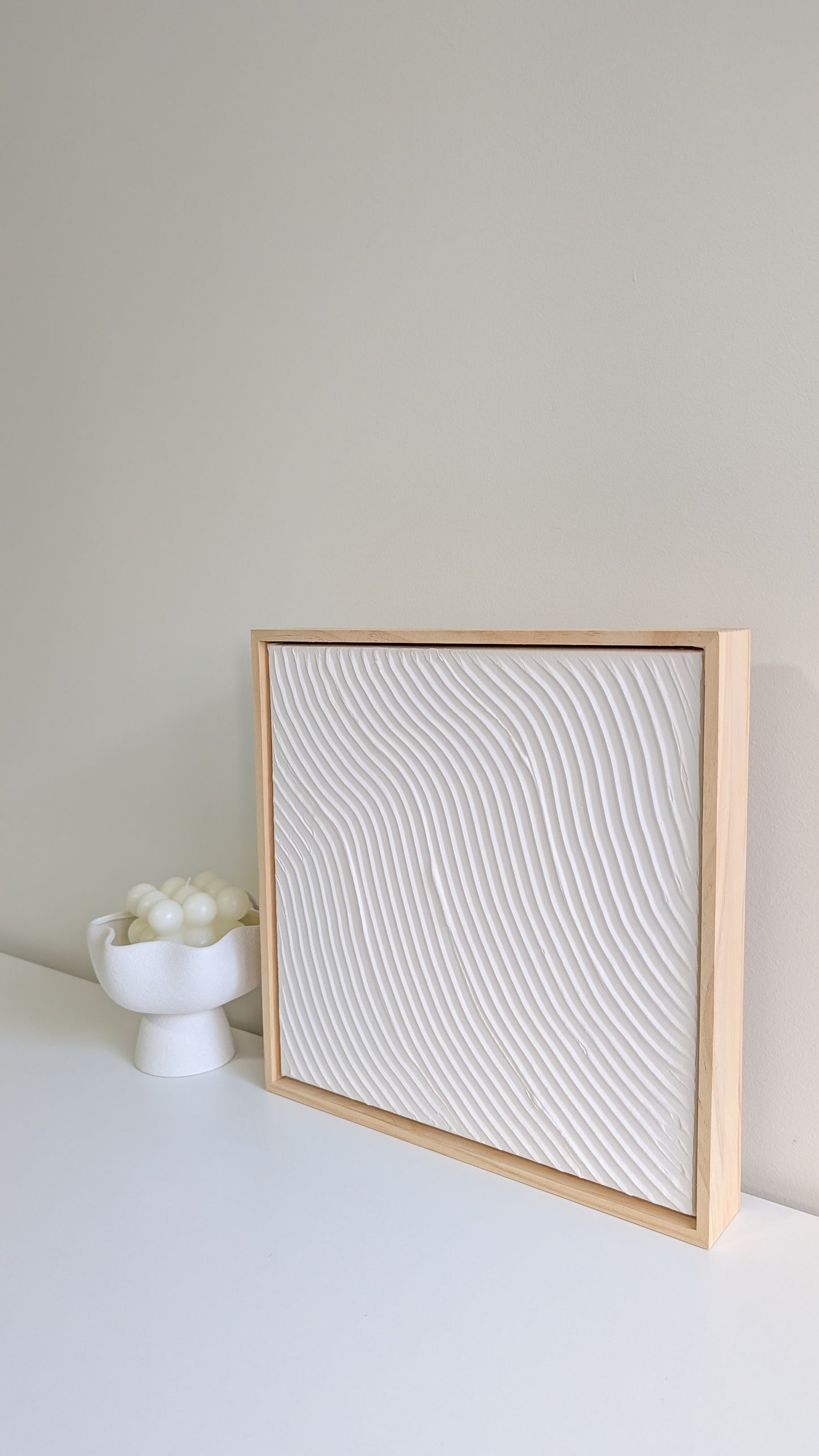 Textured Art Waves Wall Art Neutral Off White - 31.5x31.5cm | Coastal Collection |