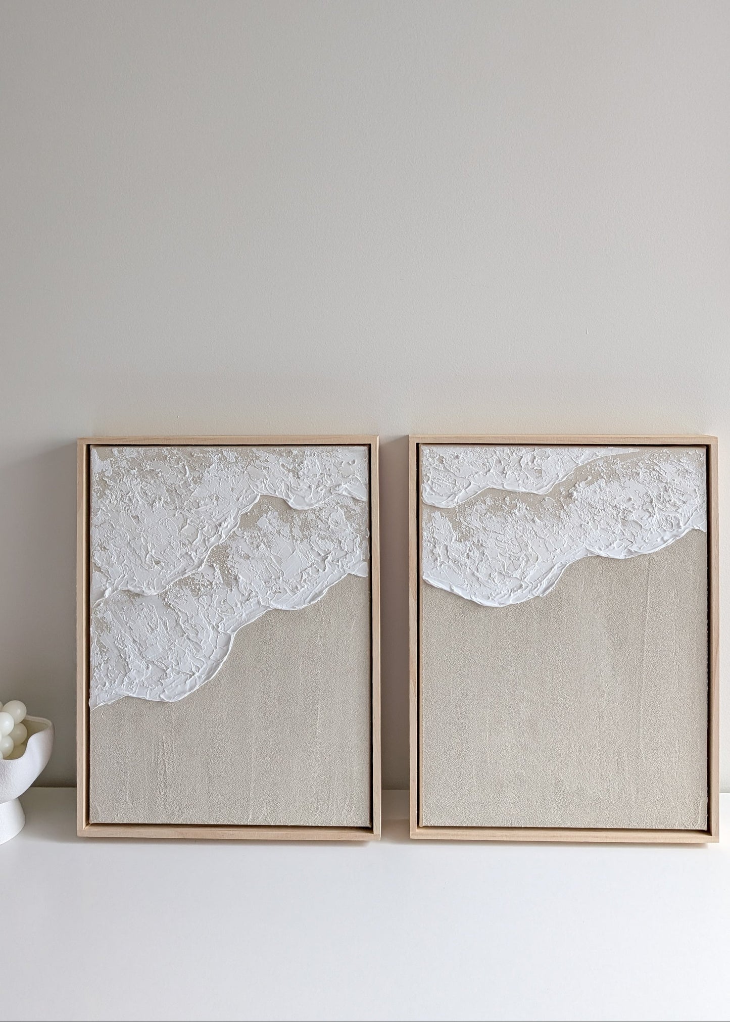Ocean Waves Textured Wall Art – Coastal Sand Artwork 42x32cm each | Set of 2 | Coastal Collection |