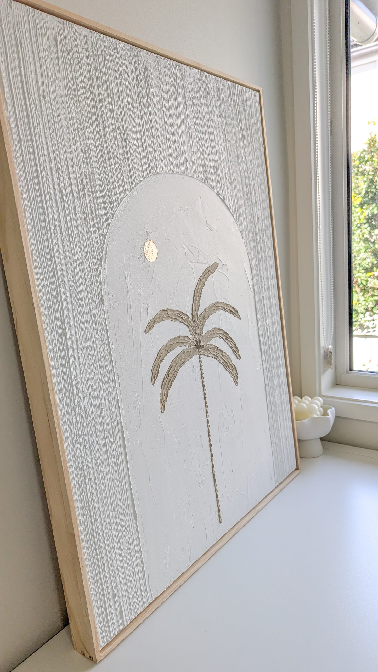 Textured Art Palm Tree Wall Art – Coastal Beach House Artwork 82x62cm | Coastal Collection |