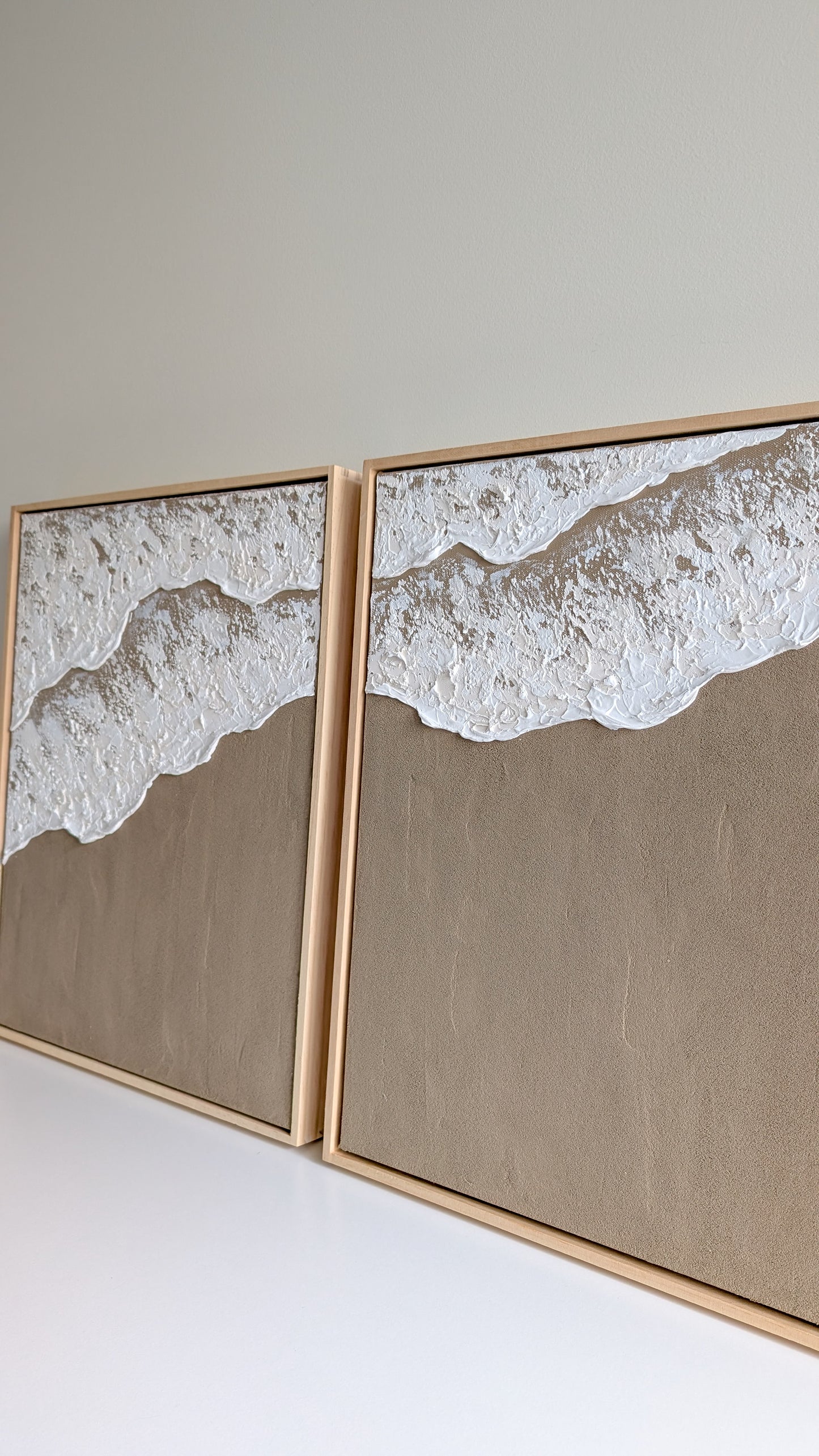 Ocean Waves Textured Wall Art – Dark Brown 52x42cm each | Set of 2 | Coastal Collection |