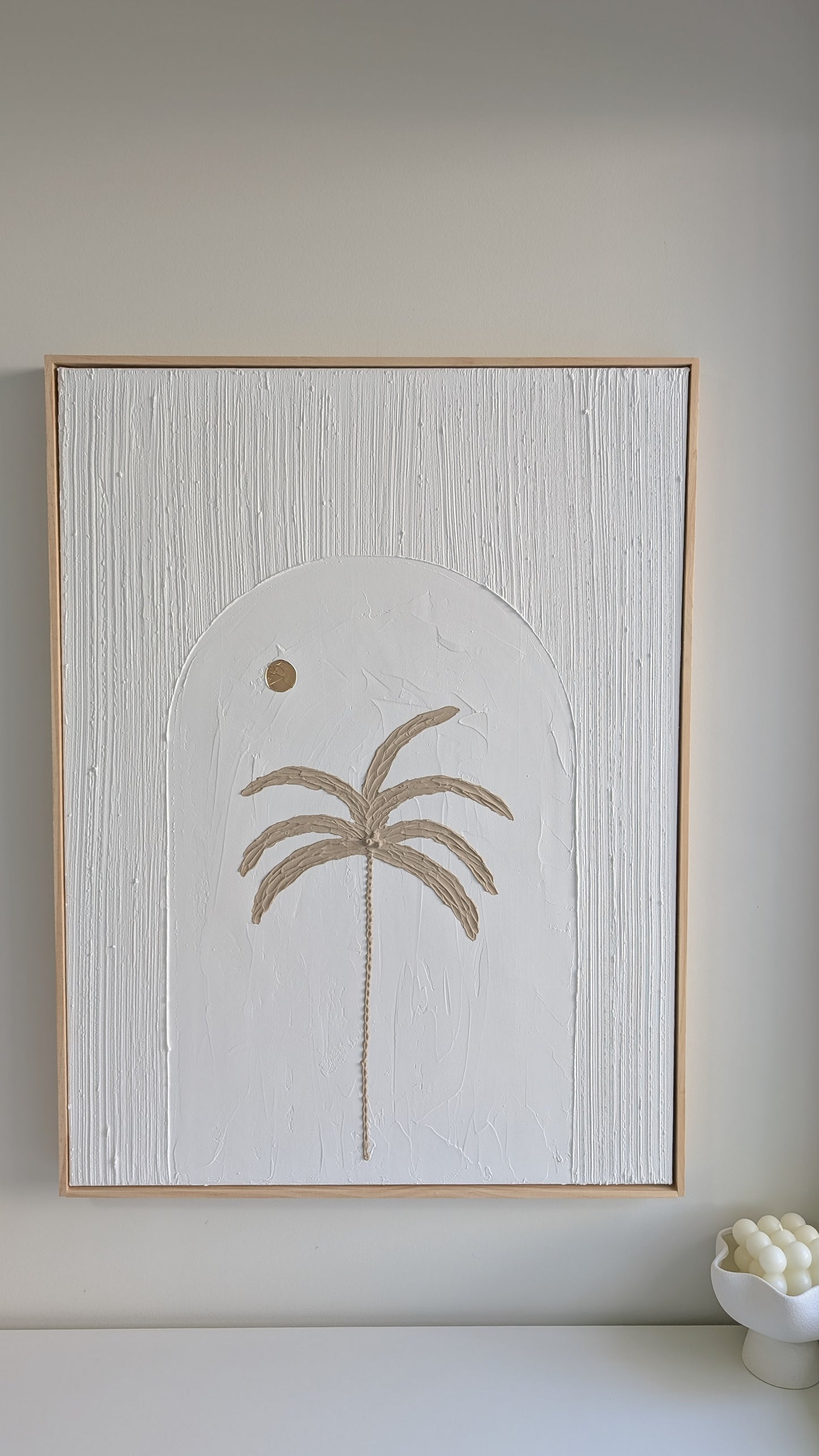 Textured Art Palm Tree Wall Art – Coastal Beach House Artwork 82x62cm | Coastal Collection |