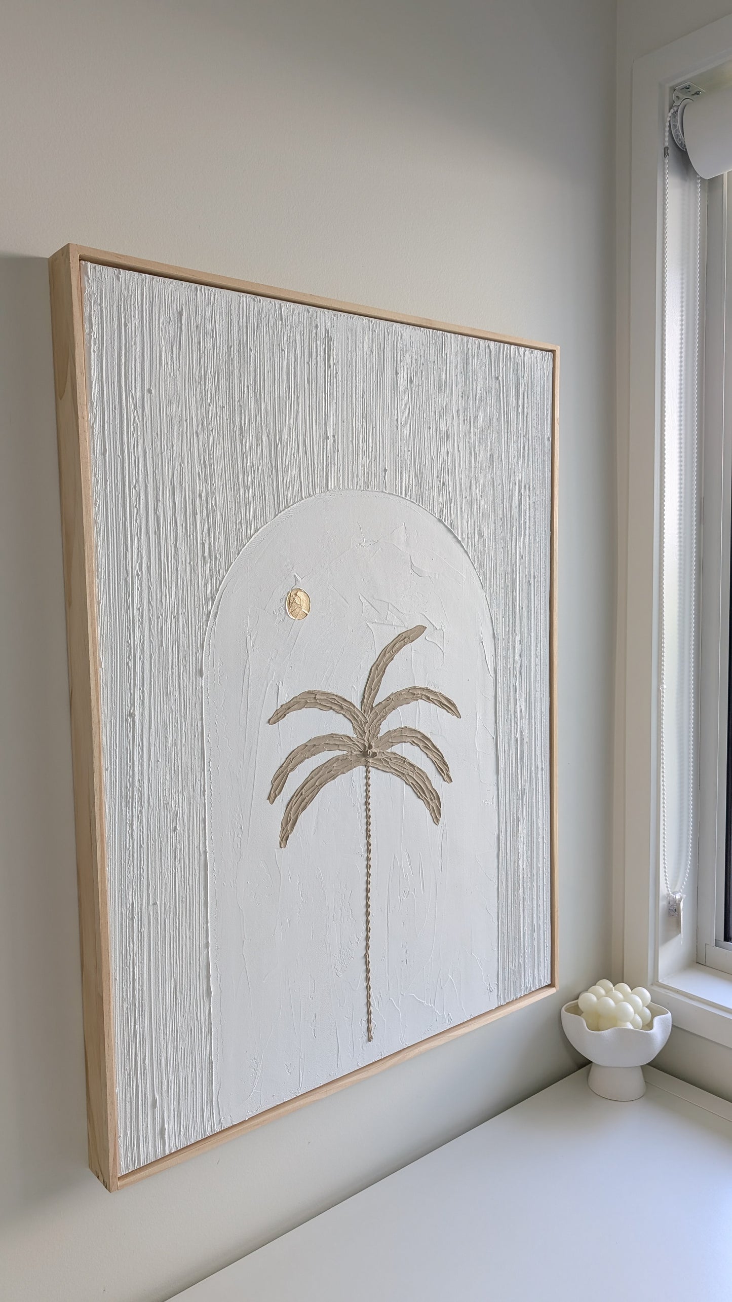 Textured Art Palm Tree Wall Art – Coastal Beach House Artwork 82x62cm | Coastal Collection |