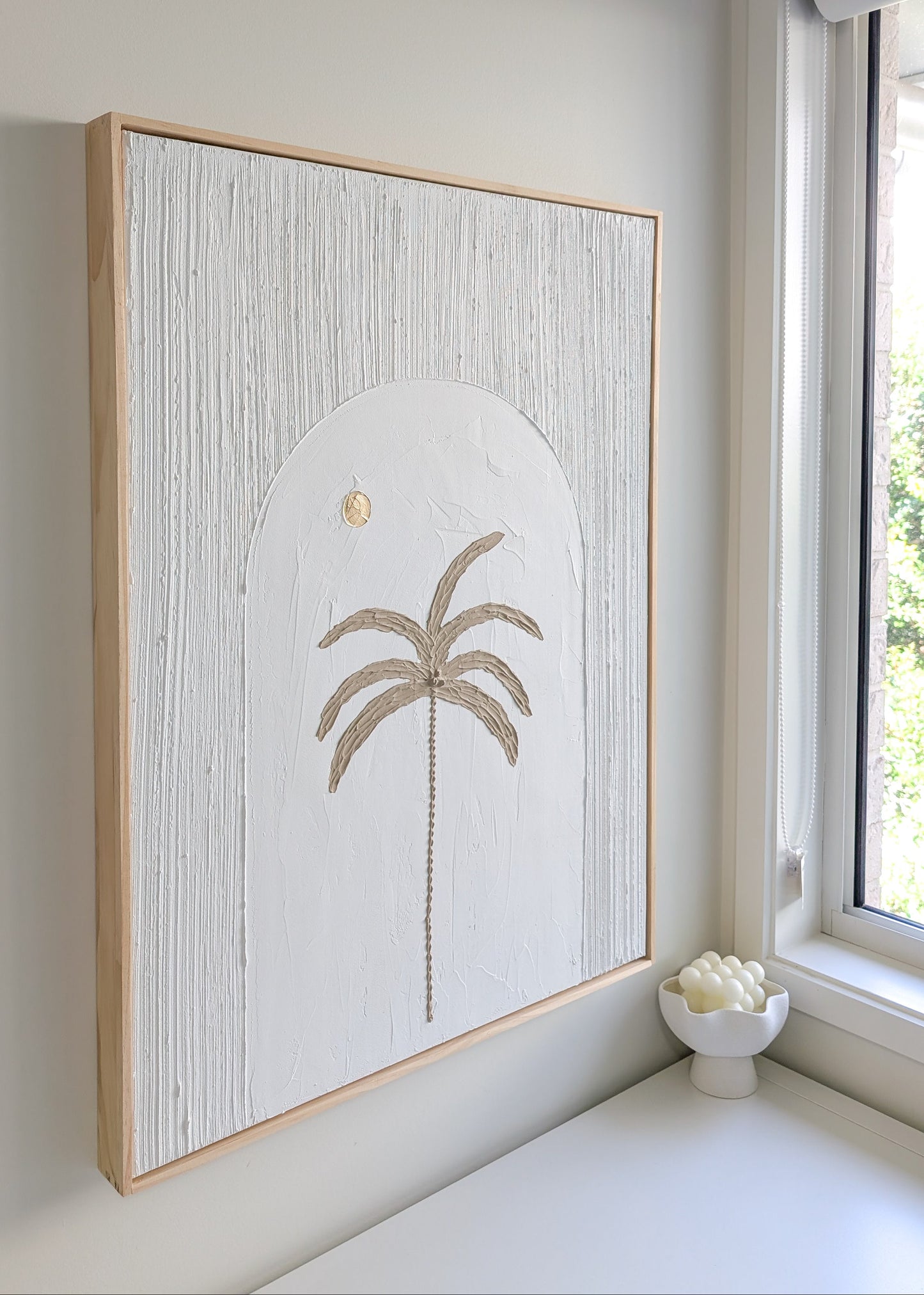 Textured Art Palm Tree Wall Art – Coastal Beach House Artwork 82x62cm | Coastal Collection |